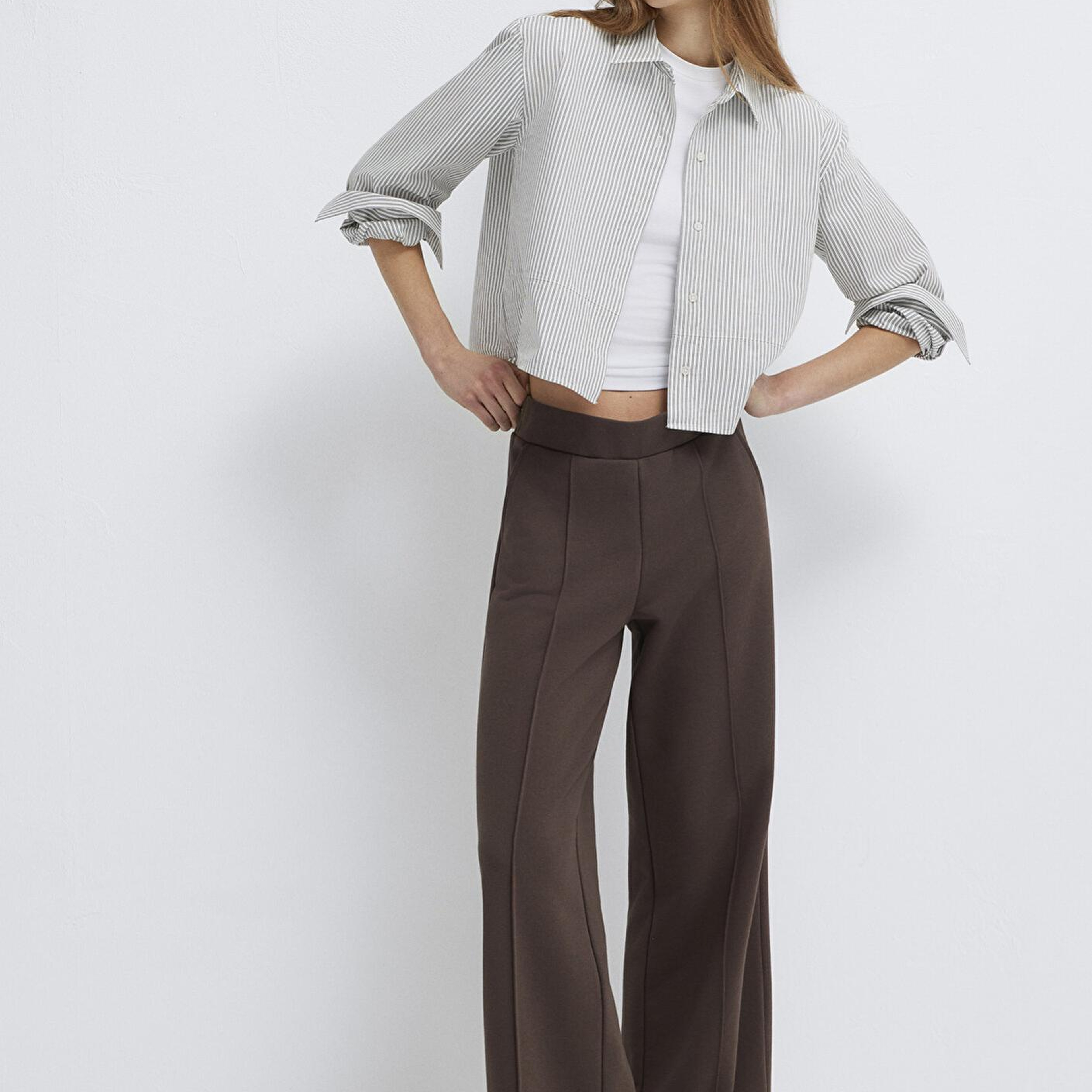 Mavi Kahverengi Geniş Paça Pantolon 1011156-71603