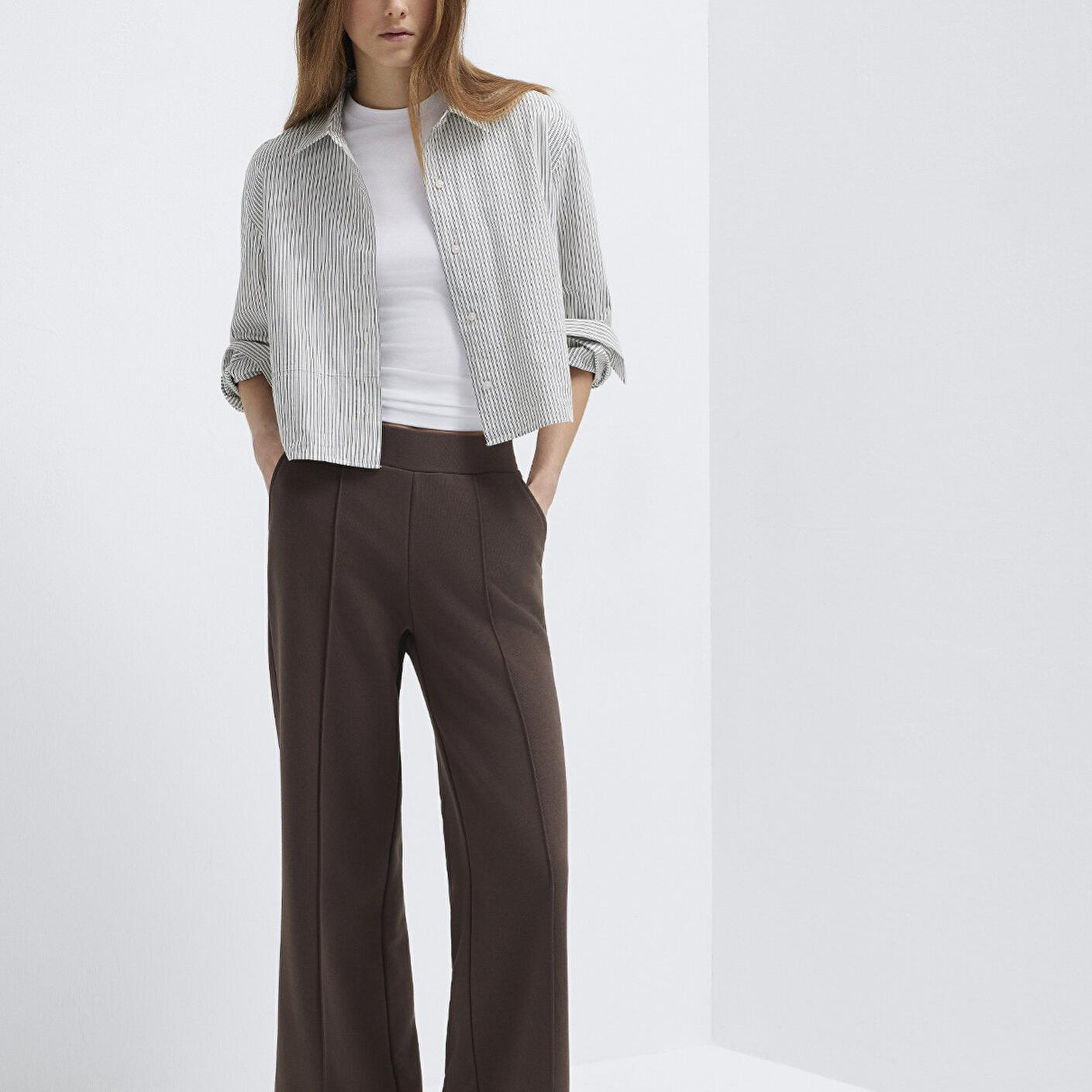 Mavi Kahverengi Geniş Paça Pantolon 1011156-71603