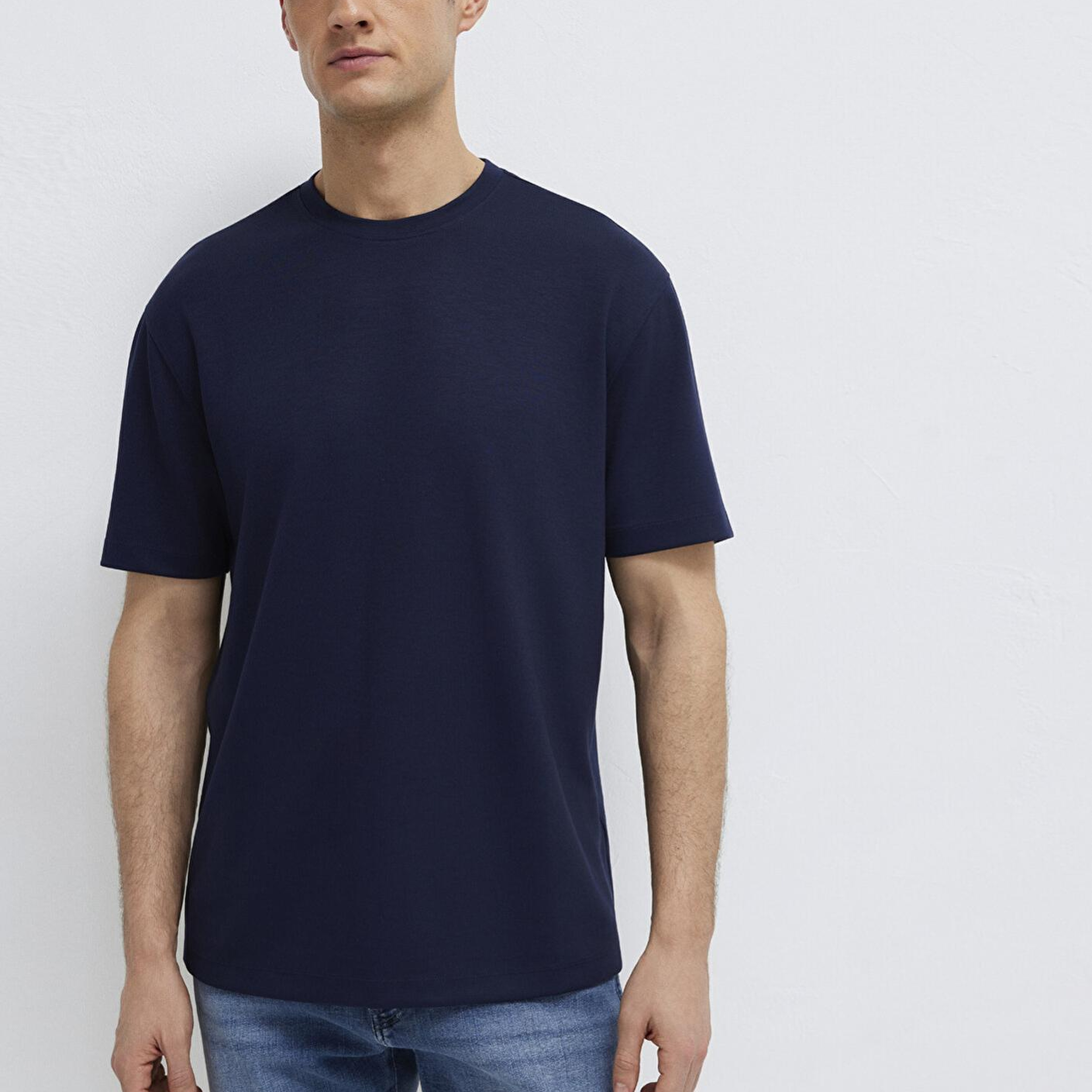 Mavi Lacivert Tişört Loose Fit / Bol Rahat Kesim 0613467-86415