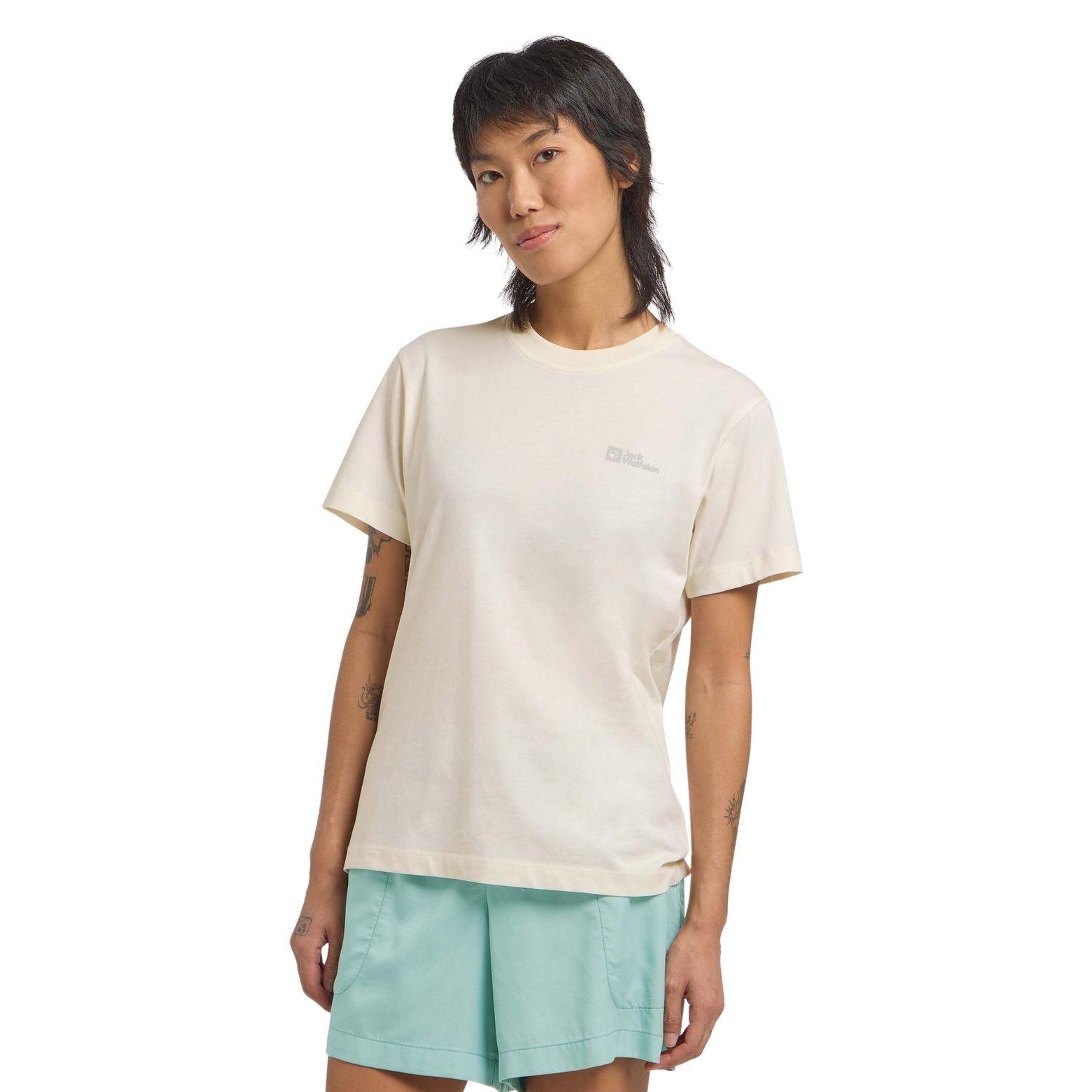 Jack Wolfskin Essential T Kadın Beyaz Tişört