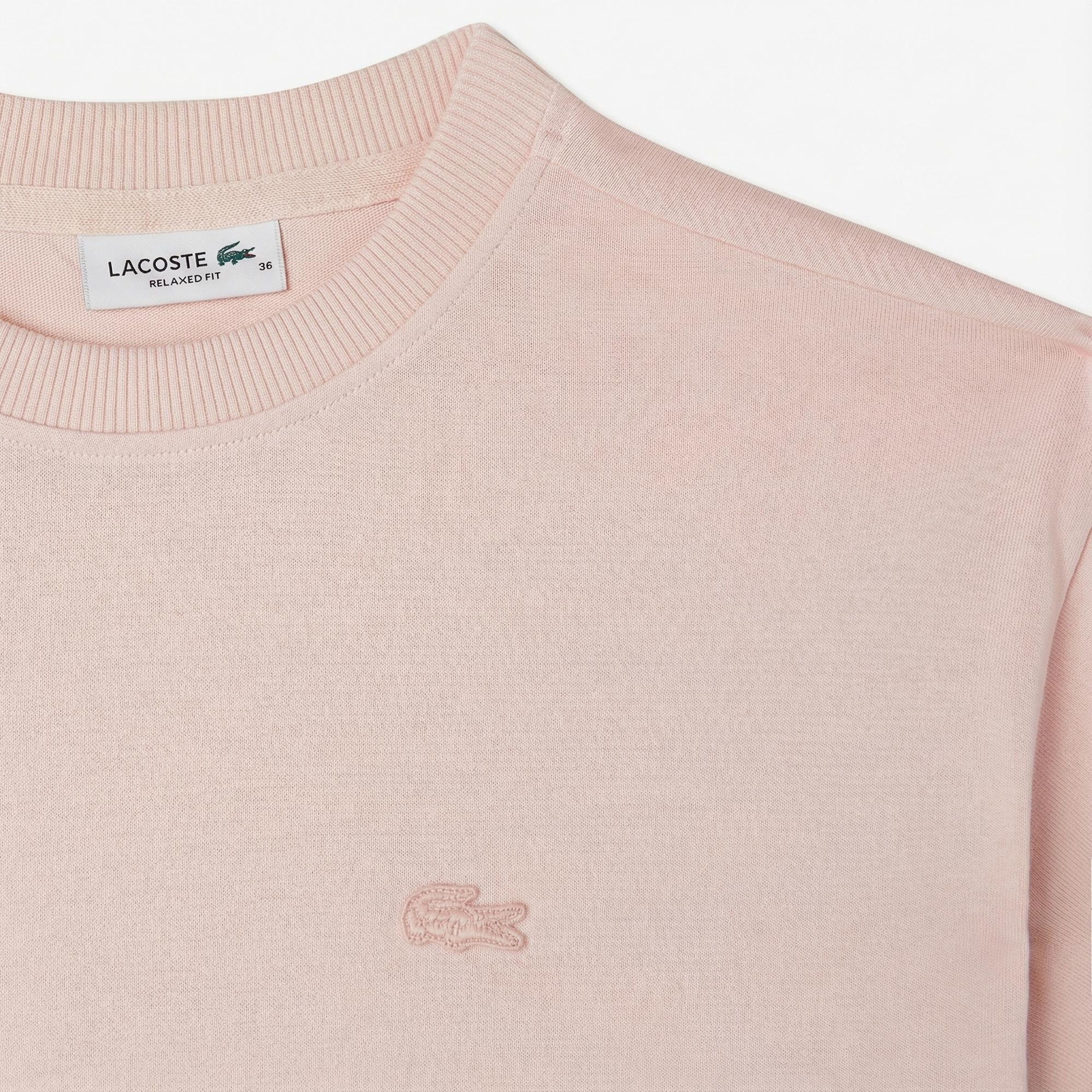 Lacoste Kadın Loose Fit Bisiklet Yaka Pembe T-Shirt