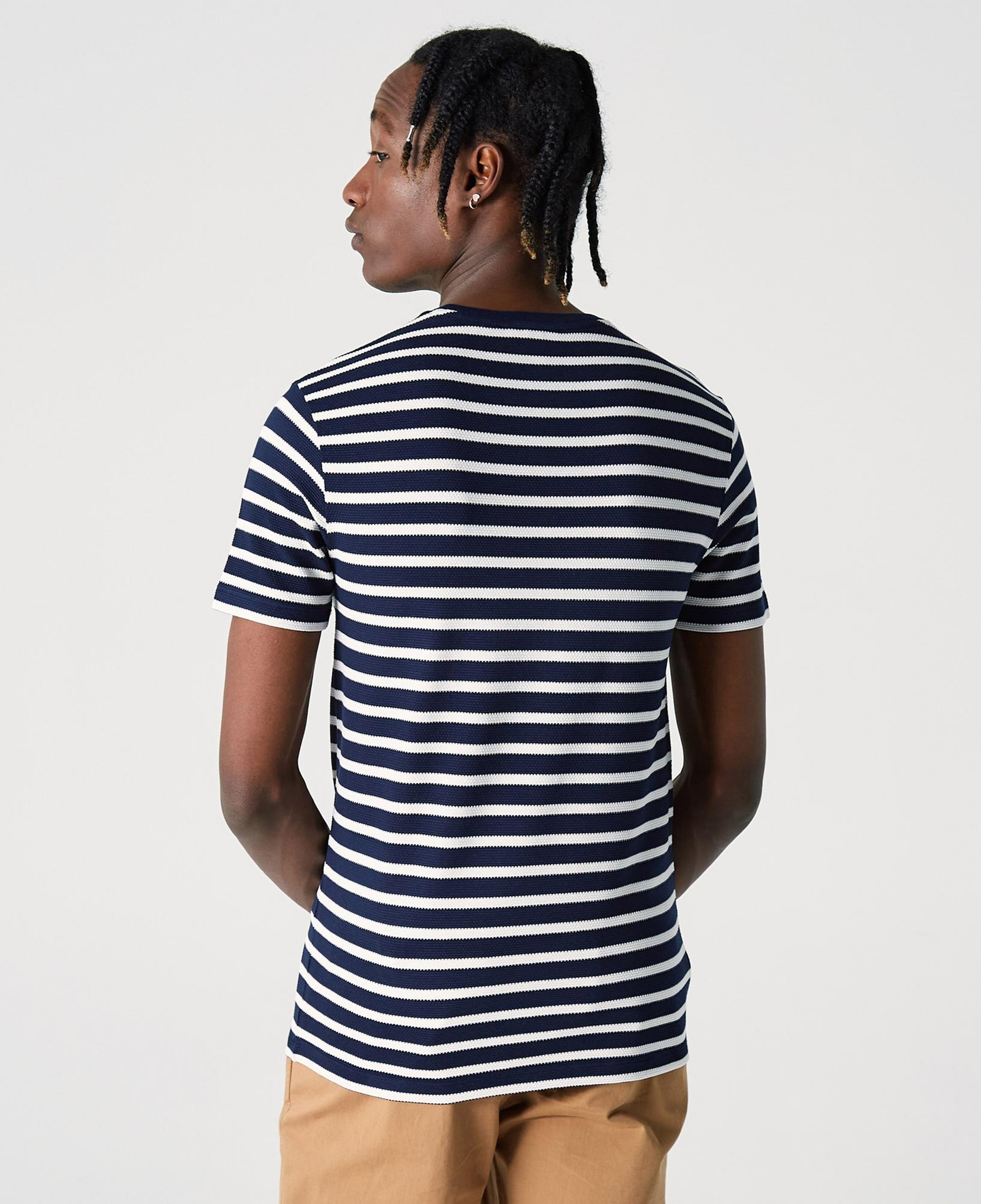 Lacoste Erkek Slim Fit Bisiklet Yaka Çizgili Lacivert T-Shirt