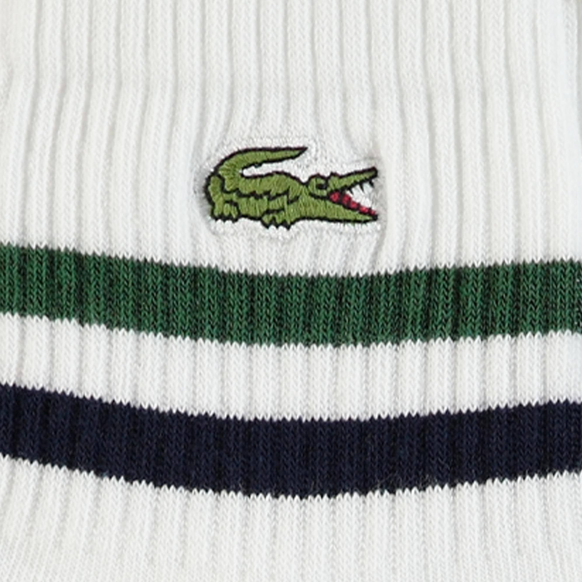Lacoste Erkek Çizgili Beyaz Çorap