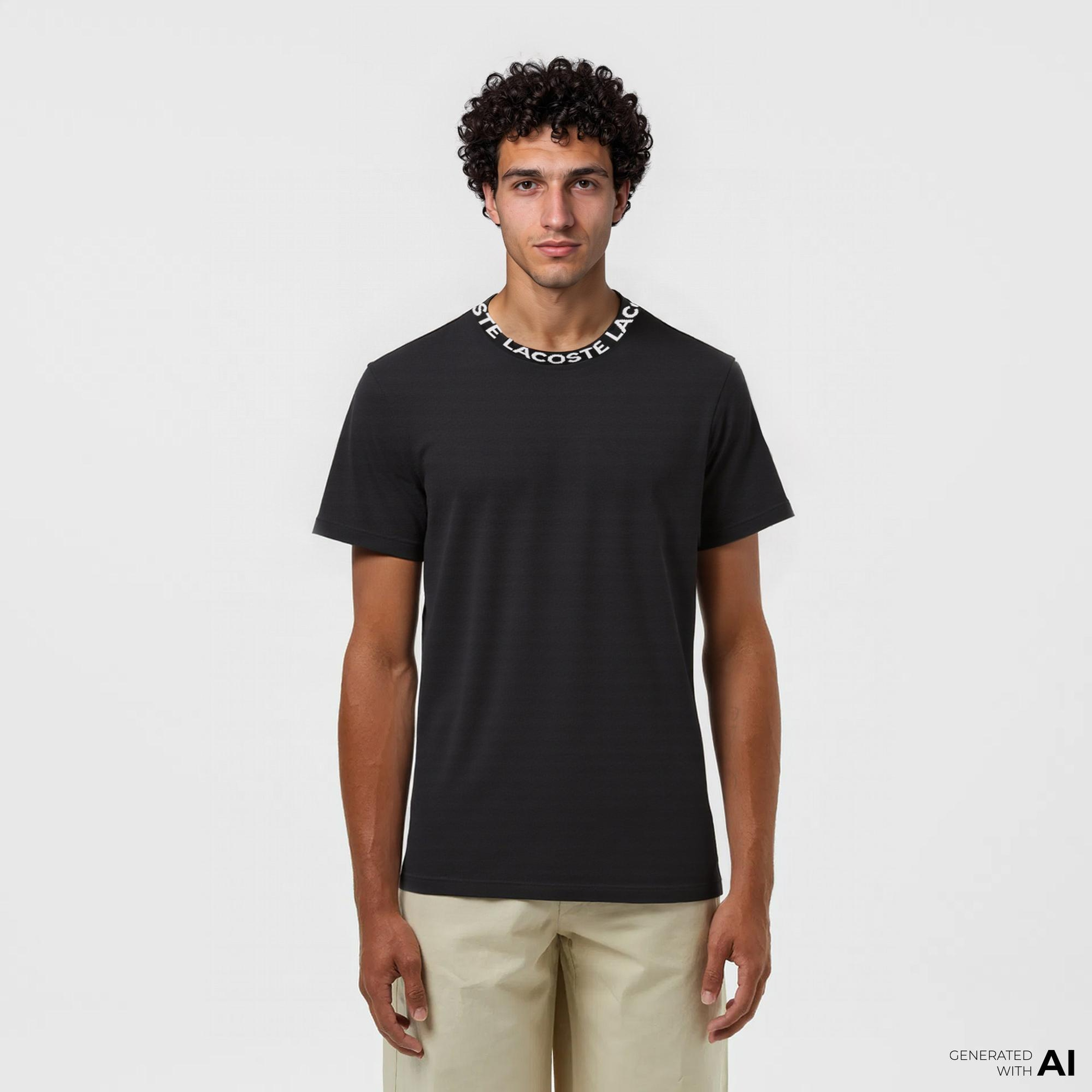 Lacoste Erkek Regular Fit Bisiklet Yaka Siyah T-Shirt