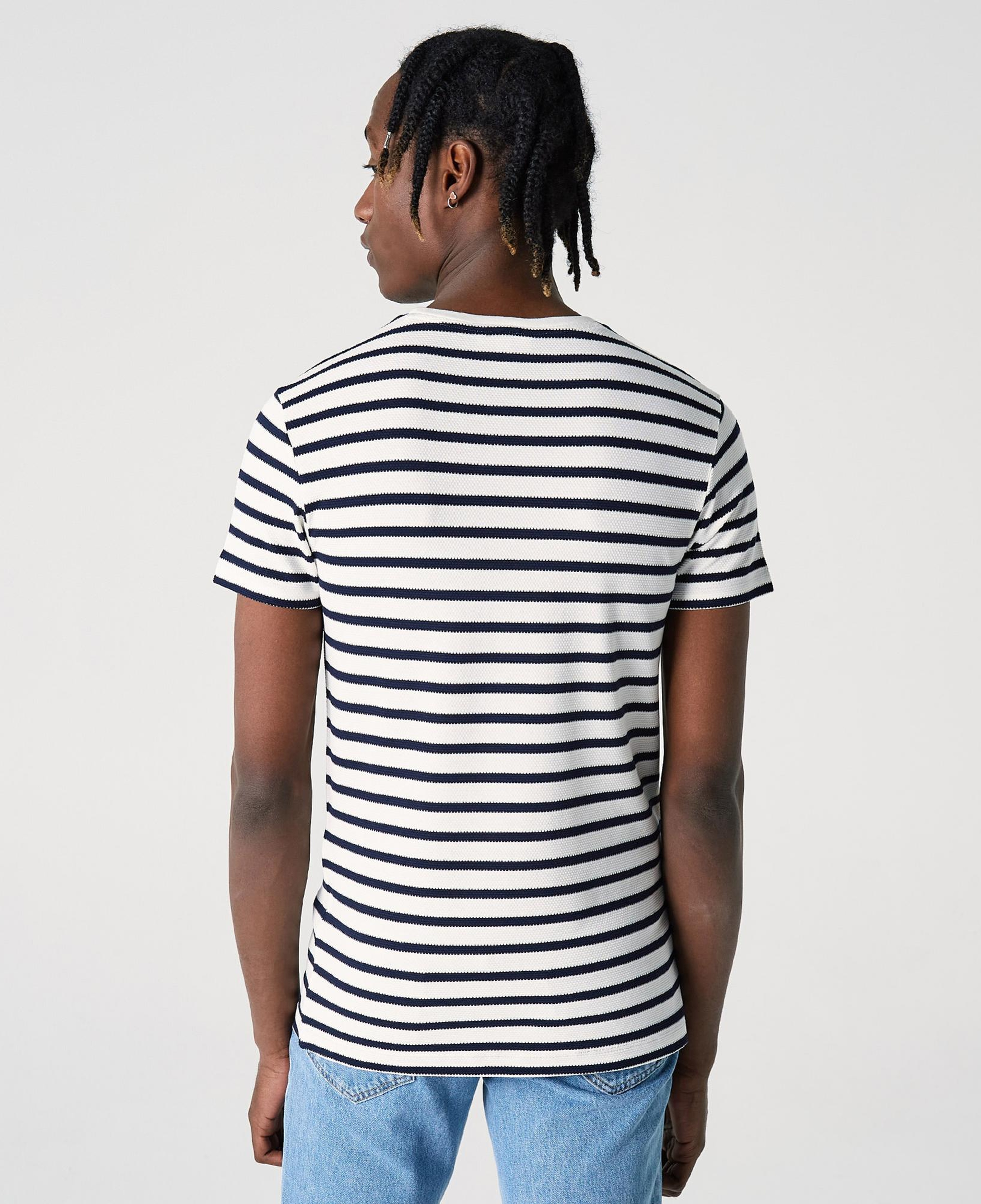 Lacoste Erkek Slim Fit Bisiklet Yaka Çizgili Beyaz T-Shirt