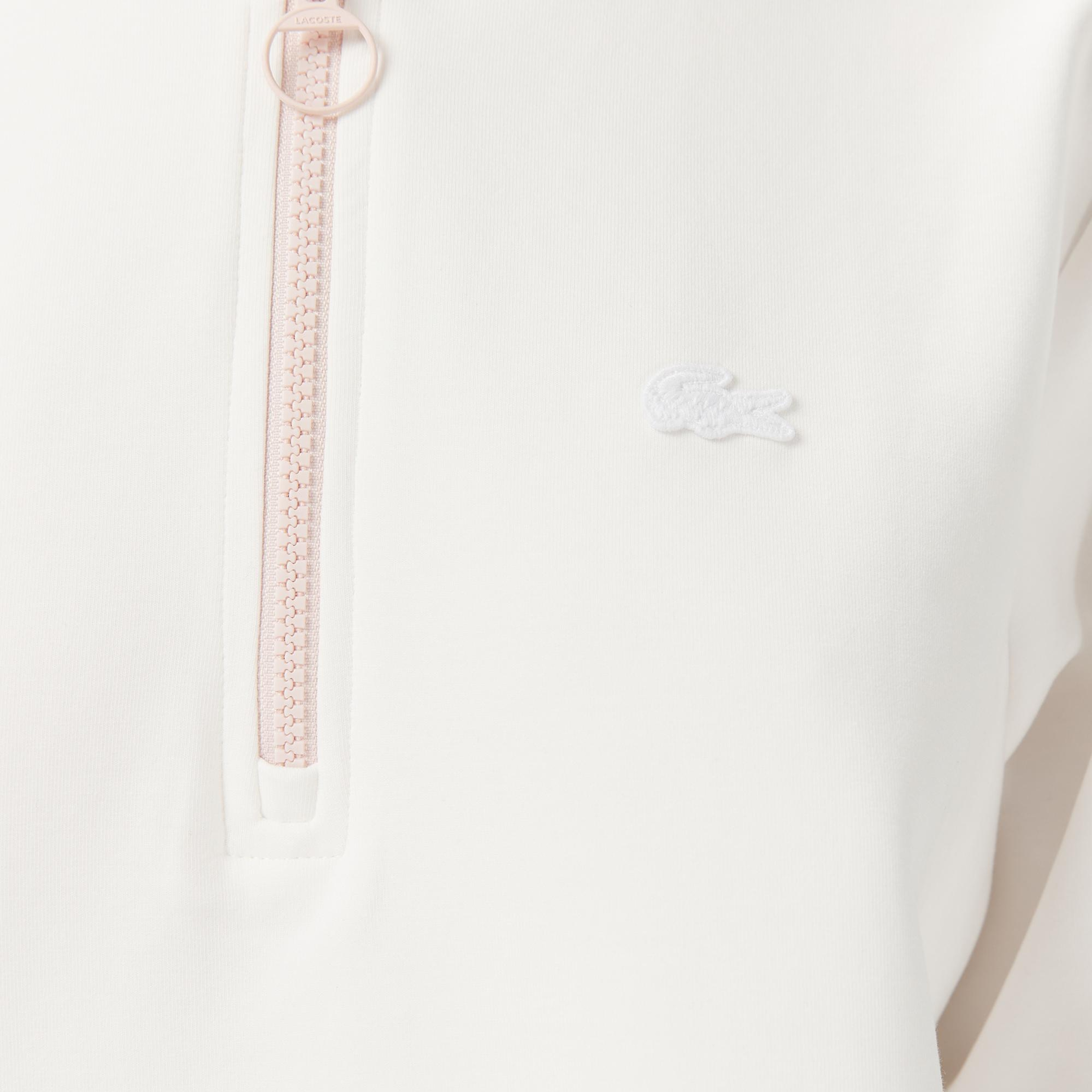 Lacoste Kadın Regular Fit Yarım Fermuarlı Beyaz Sweatshirt