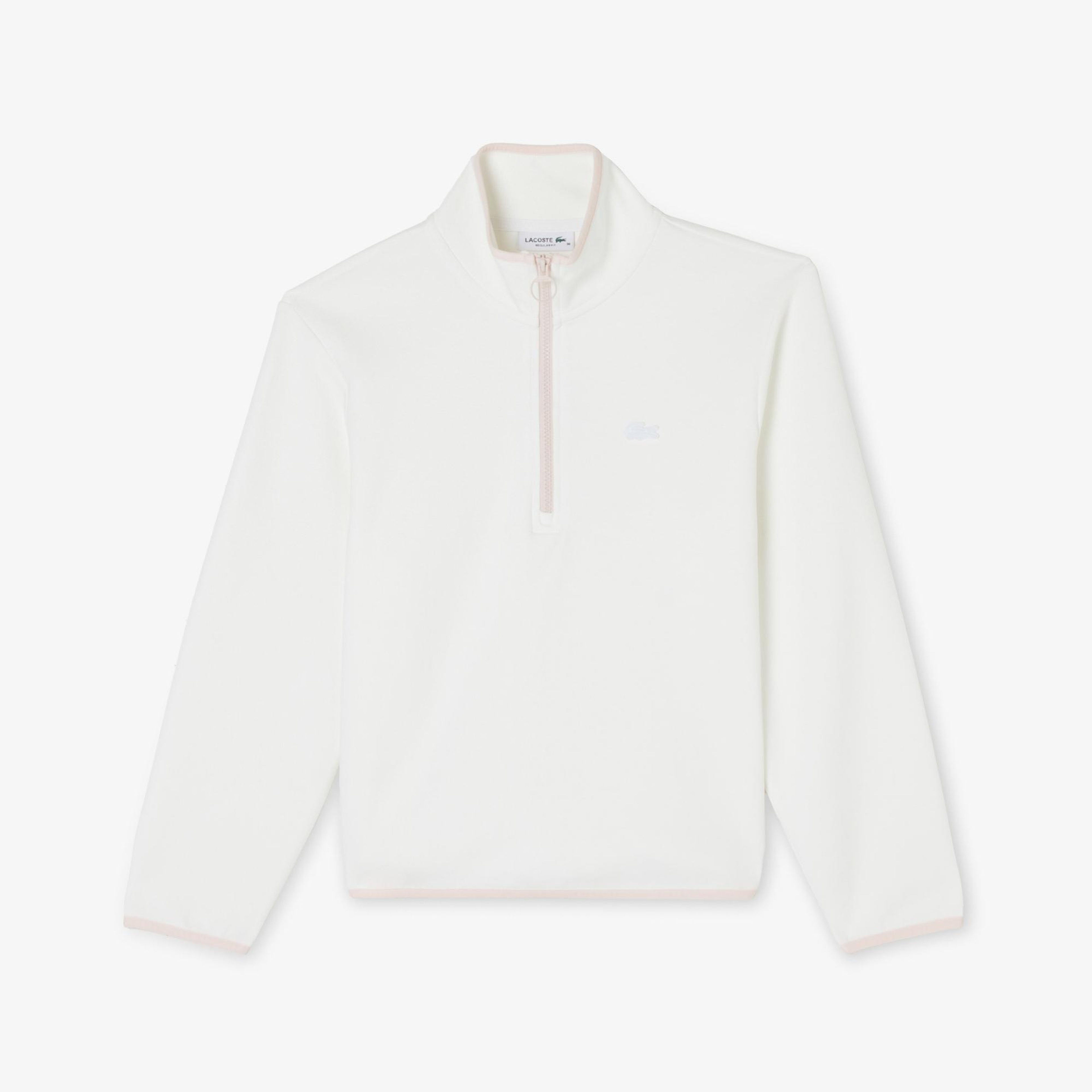 Lacoste Kadın Regular Fit Yarım Fermuarlı Beyaz Sweatshirt