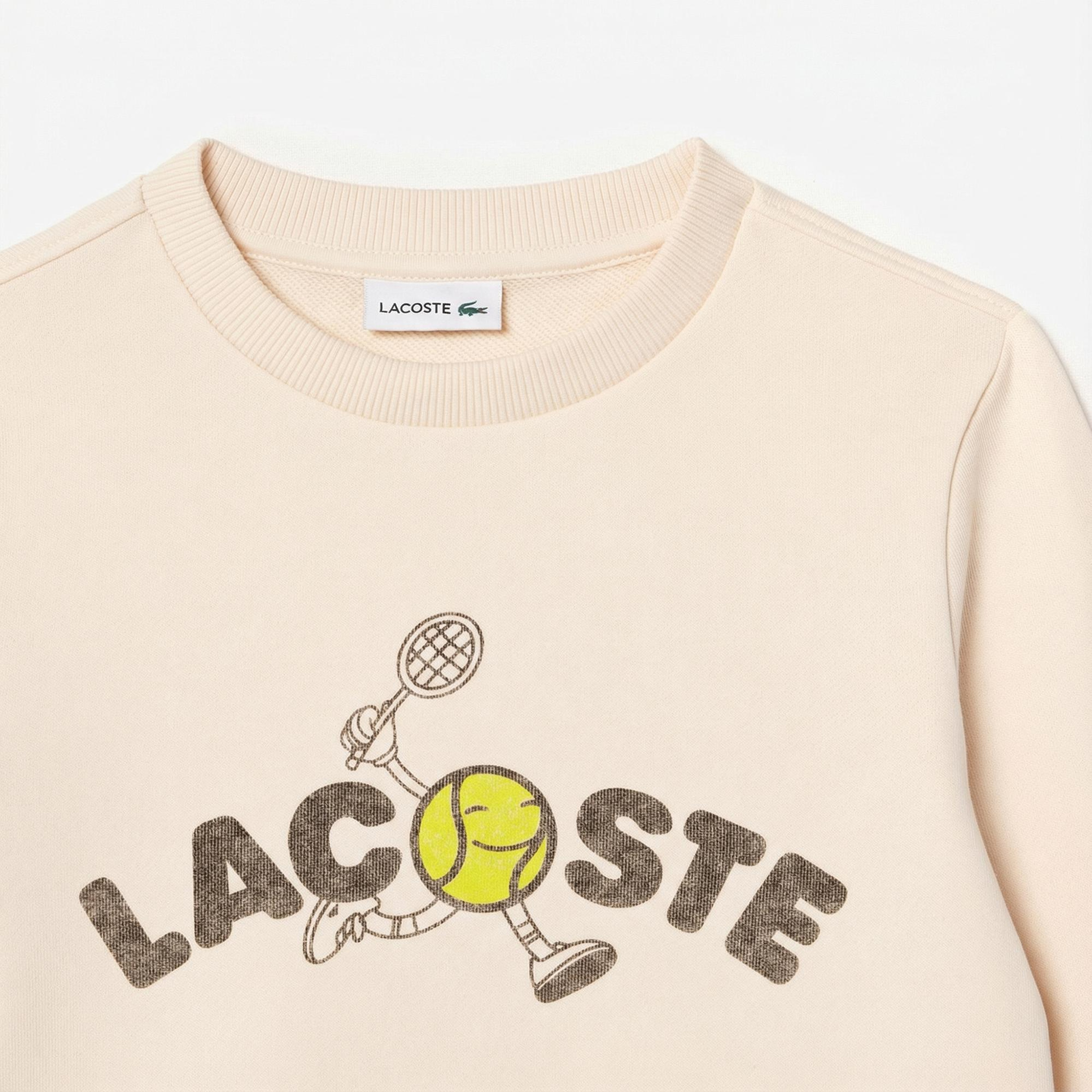 Lacoste Çocuk Baskılı Bej Sweatshirt