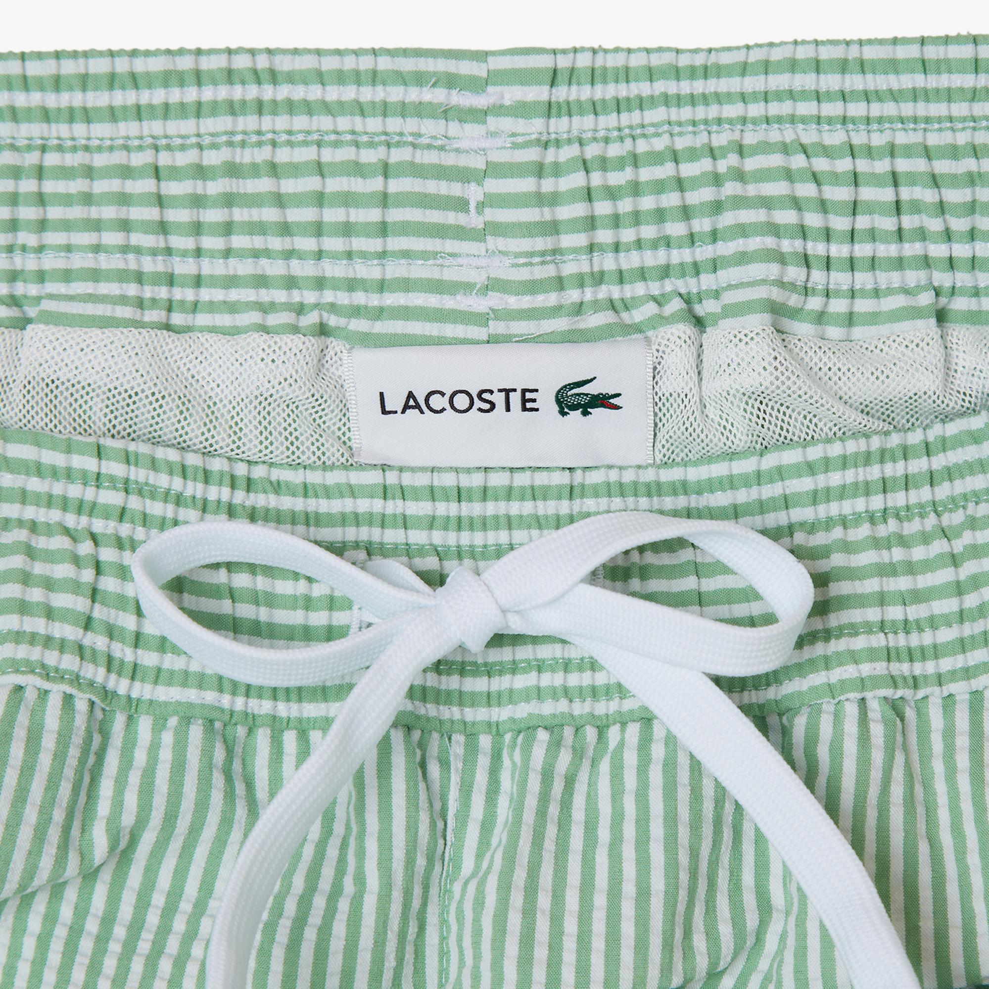 Lacoste Erkek Çizgili Yeşil Deniz Şortu