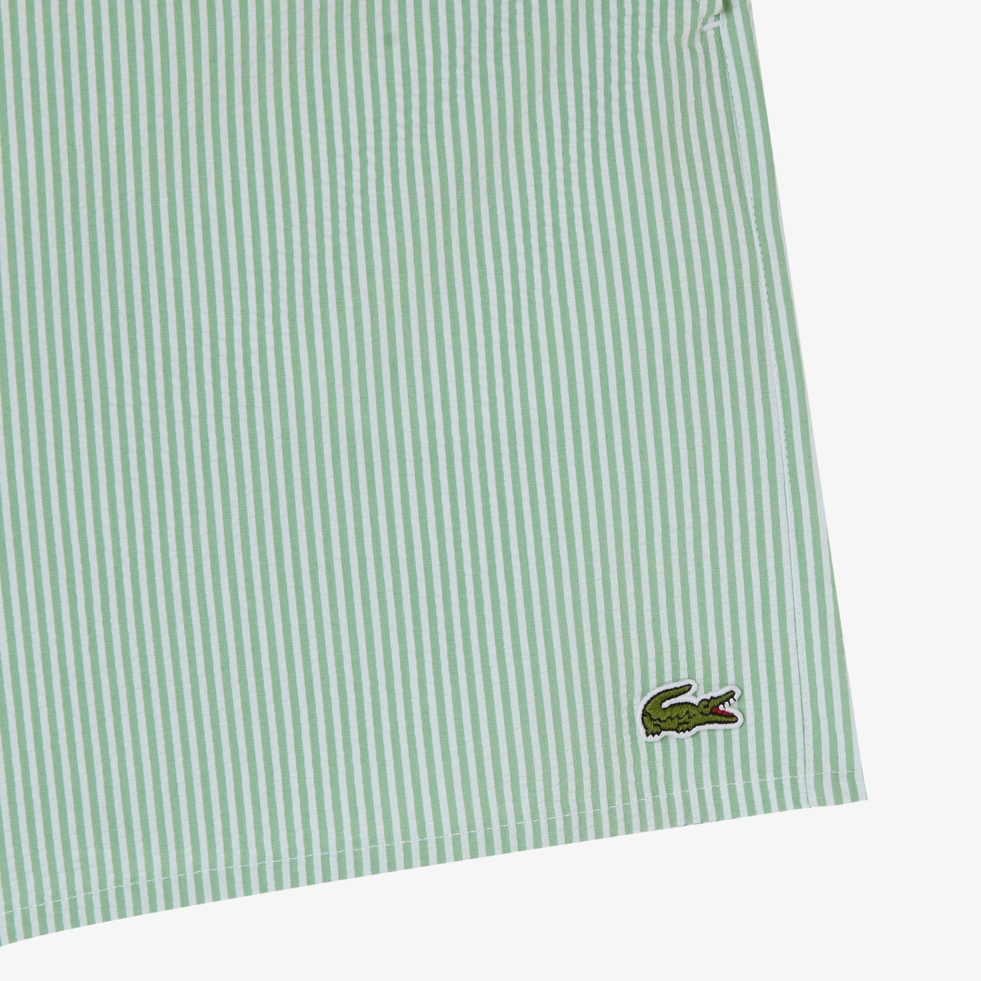 Lacoste Erkek Çizgili Yeşil Deniz Şortu