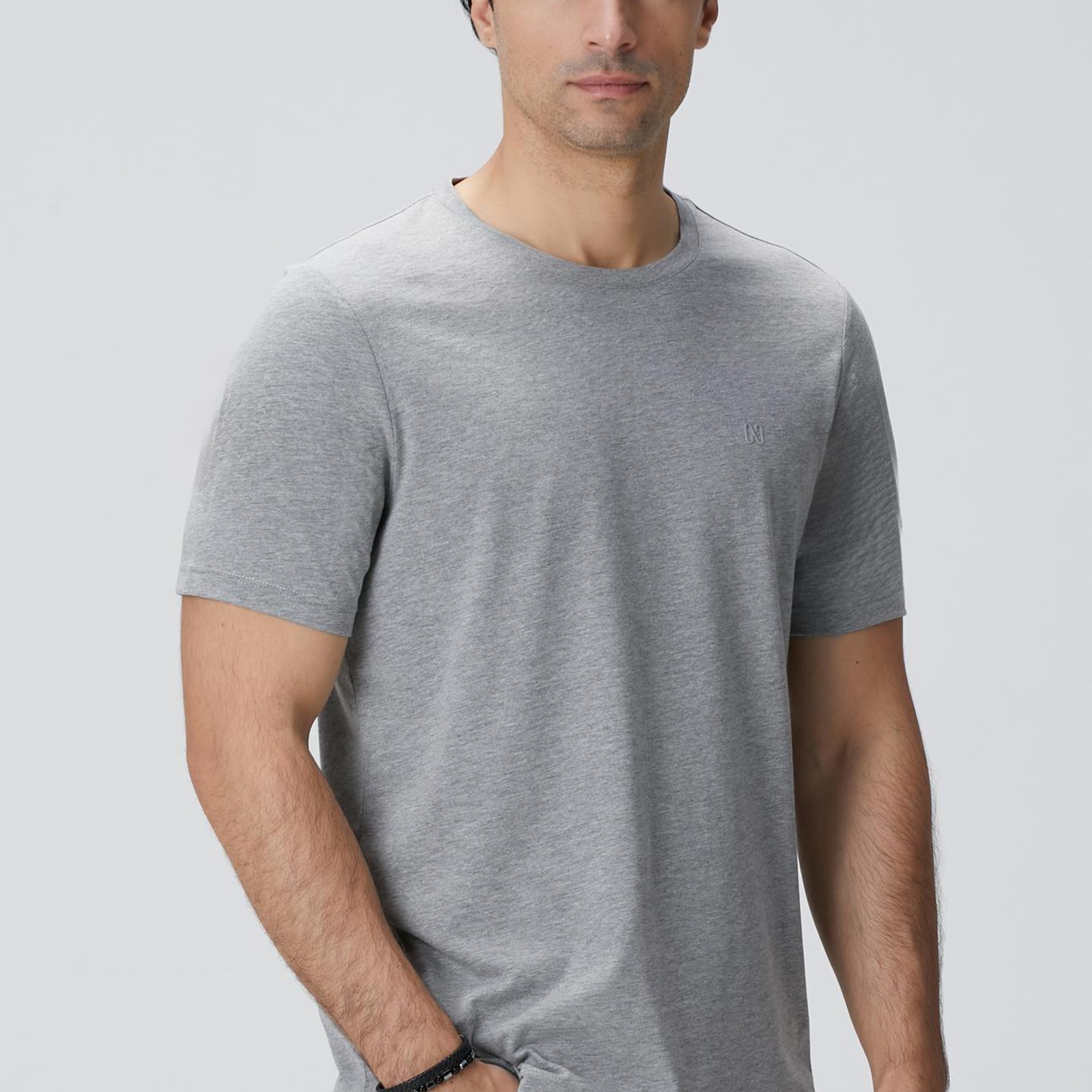 Network Erkek Gri Melanj Basic T-shirt