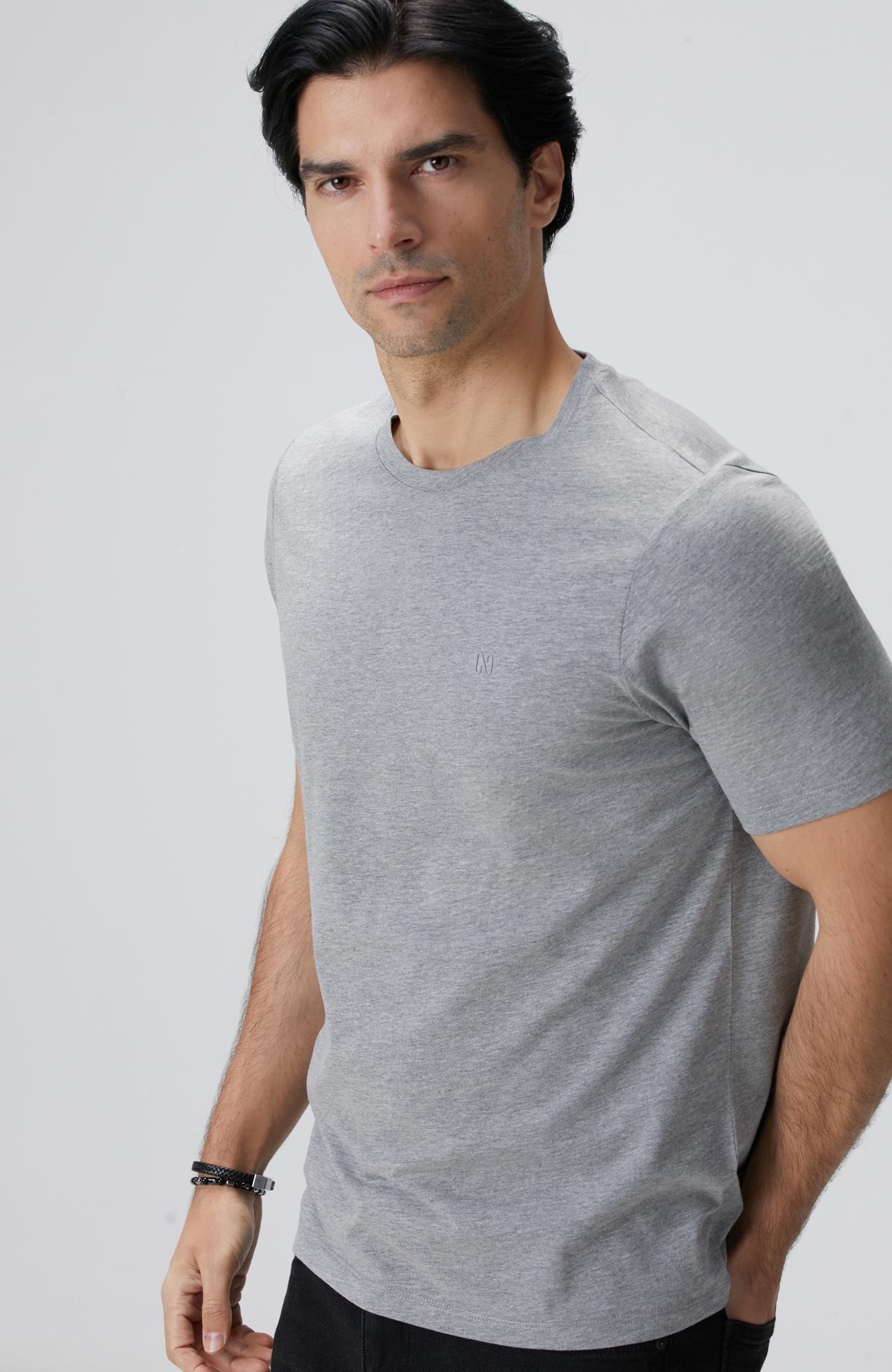 Network Erkek Gri Melanj Basic T-shirt