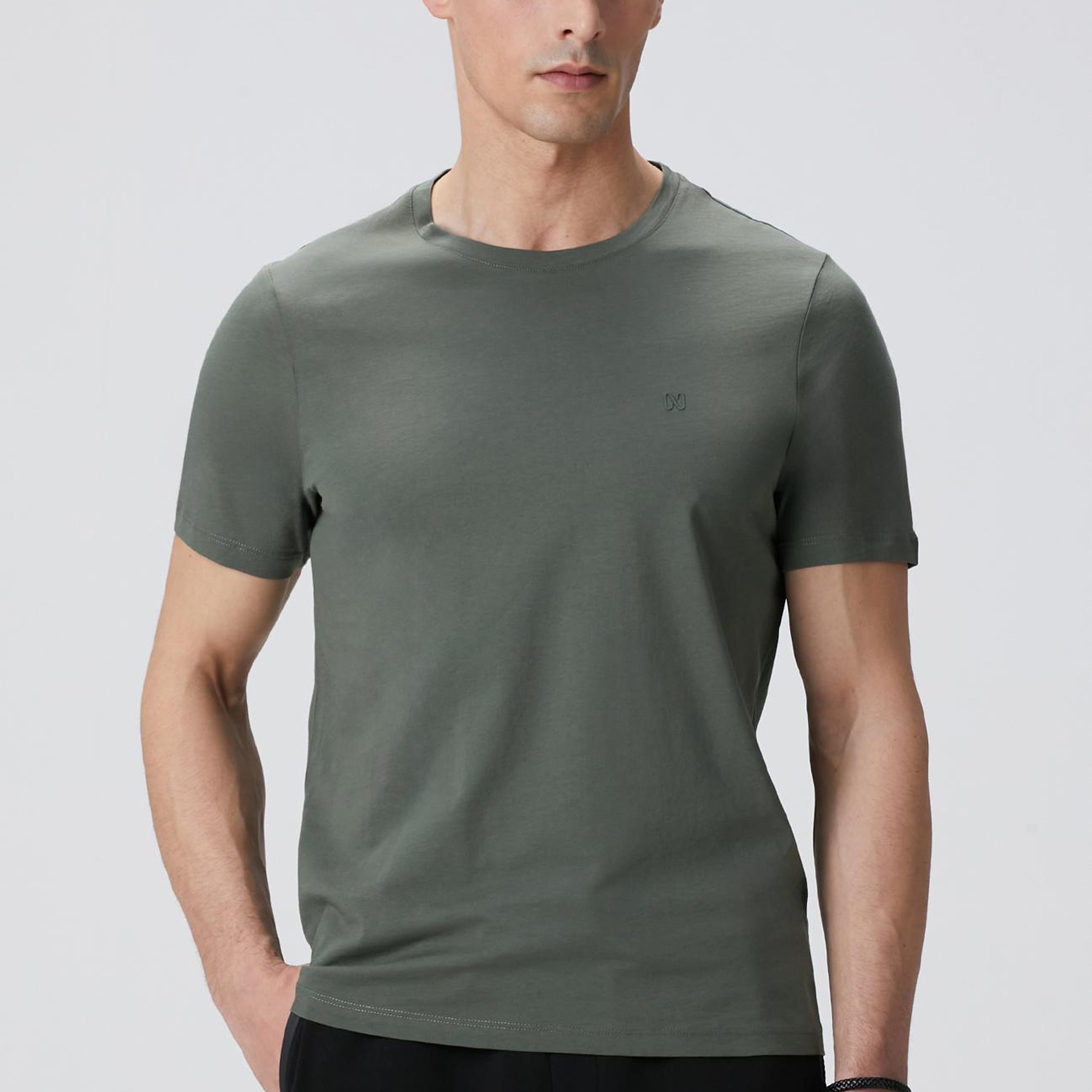 Network Erkek Haki Basic T-shirt