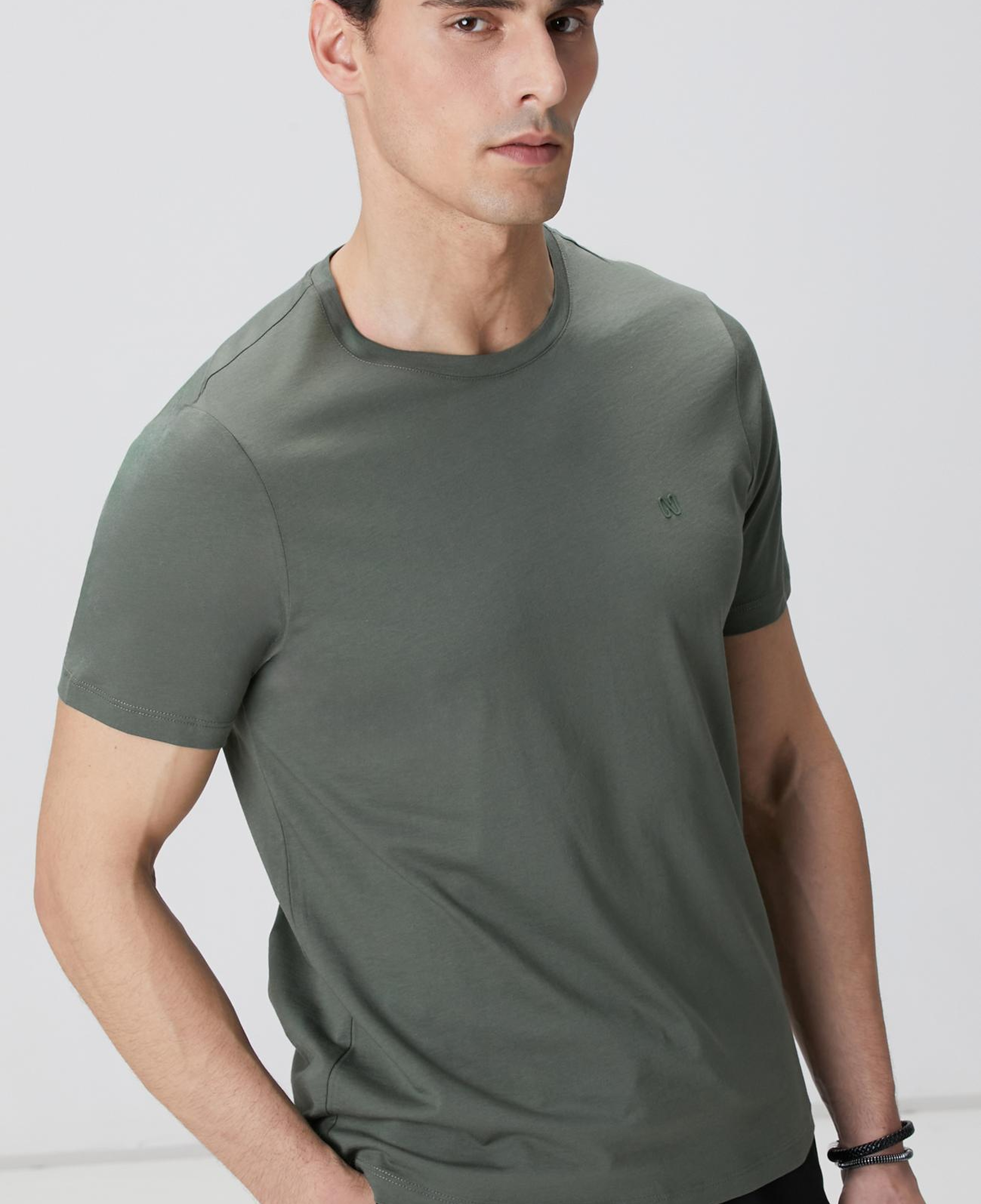 Network Erkek Haki Basic T-shirt