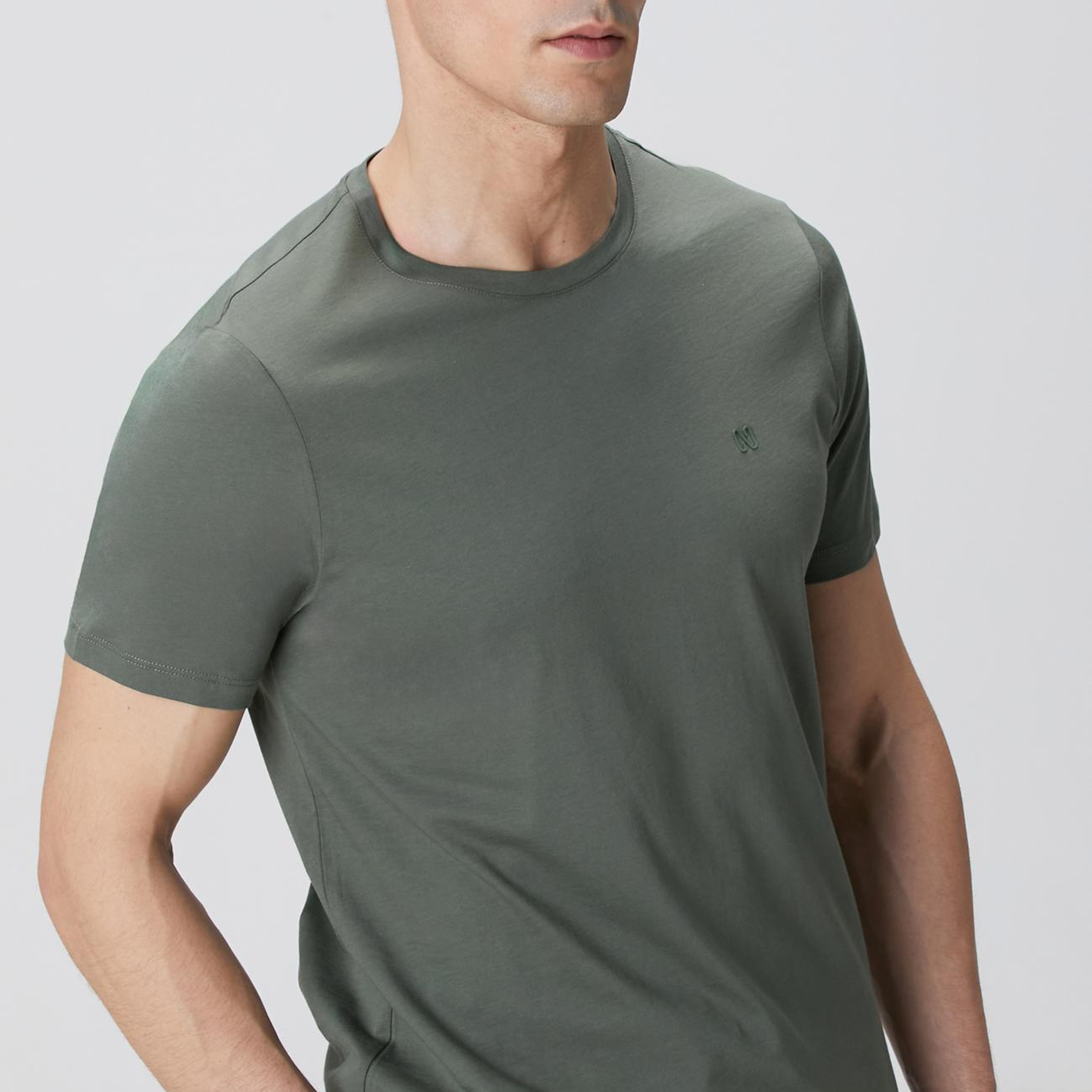 Network Erkek Haki Basic T-shirt