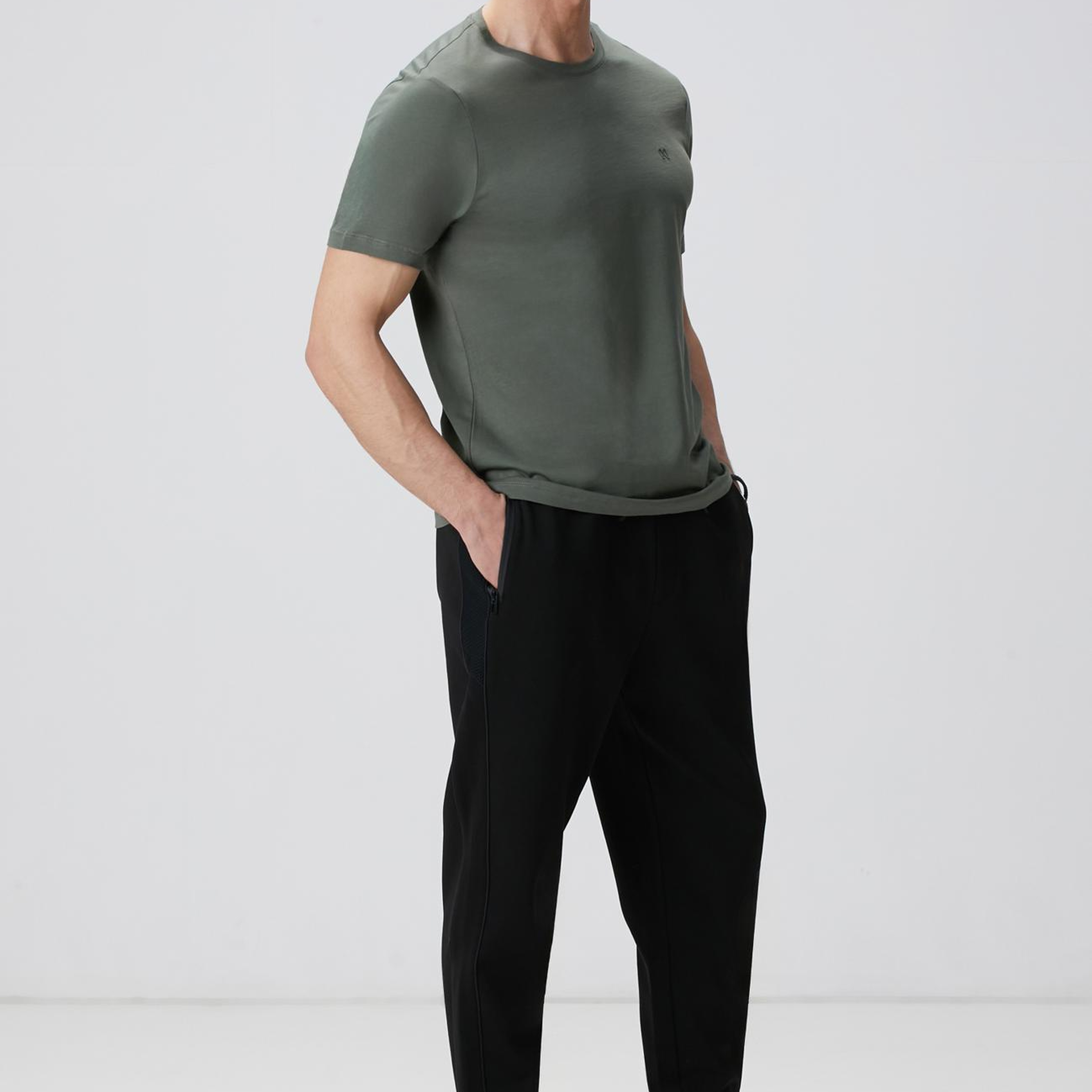 Network Erkek Haki Basic T-shirt