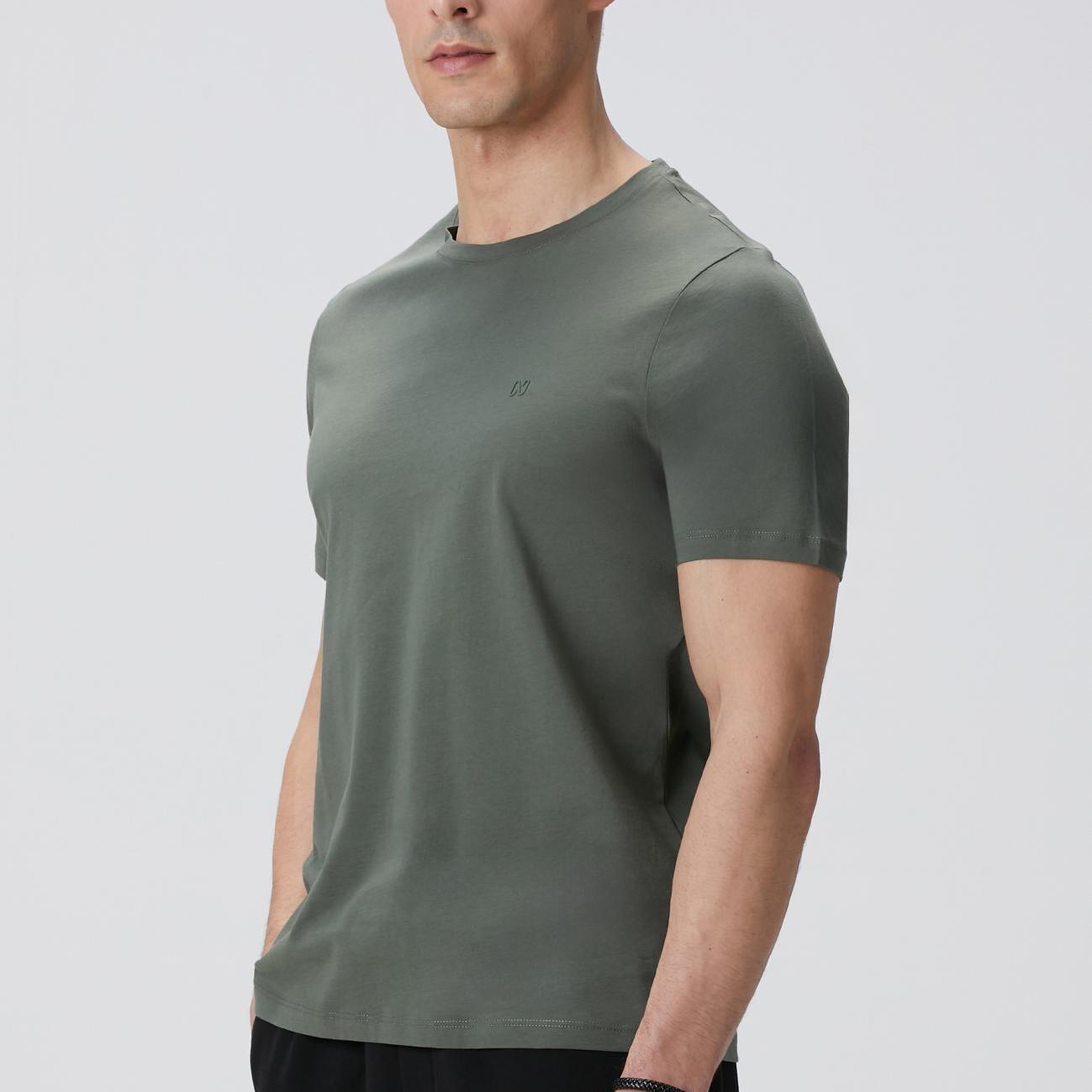 Network Erkek Haki Basic T-shirt