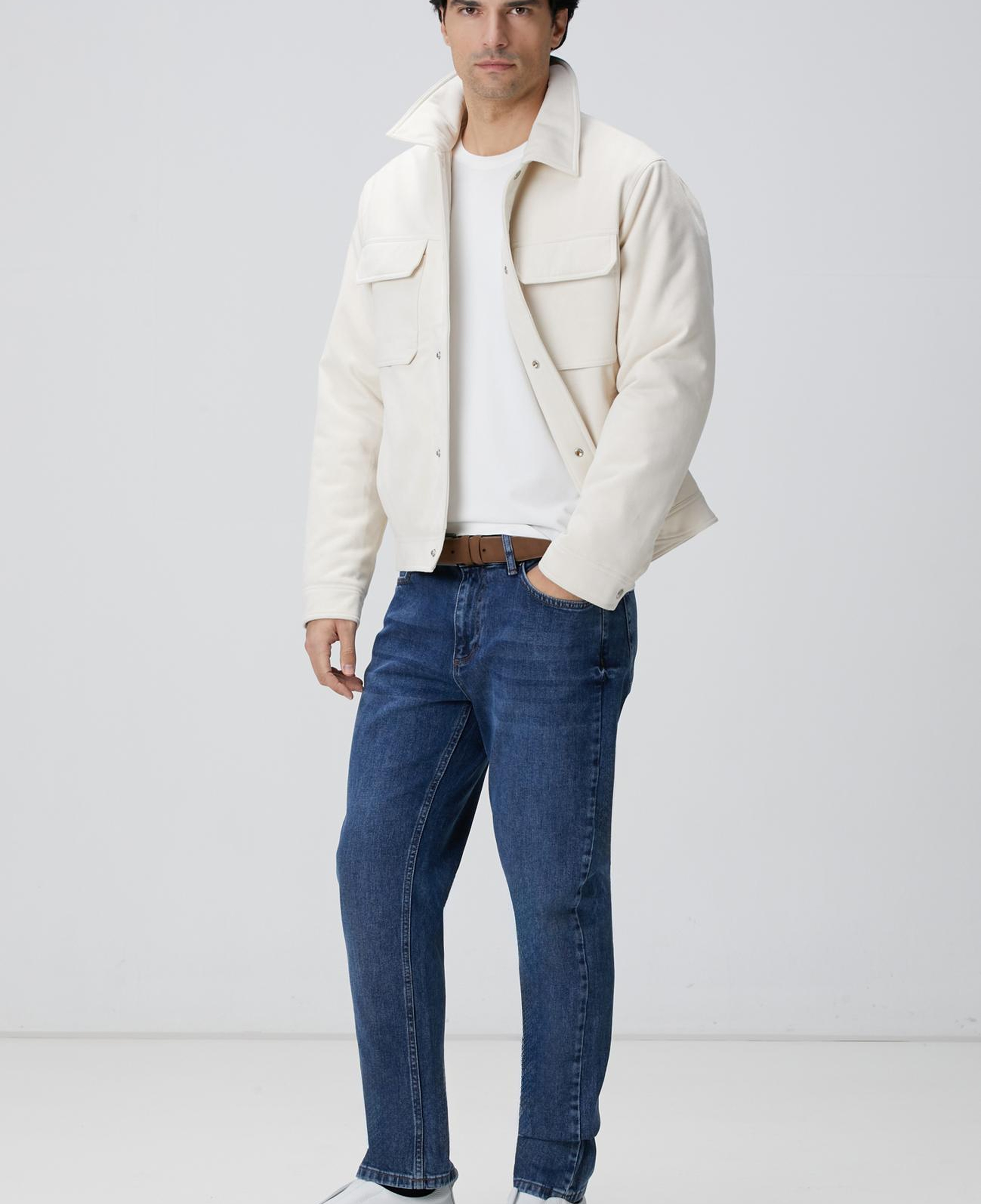 Network Erkek N-Tech Kırık Beyaz Basic Kazak