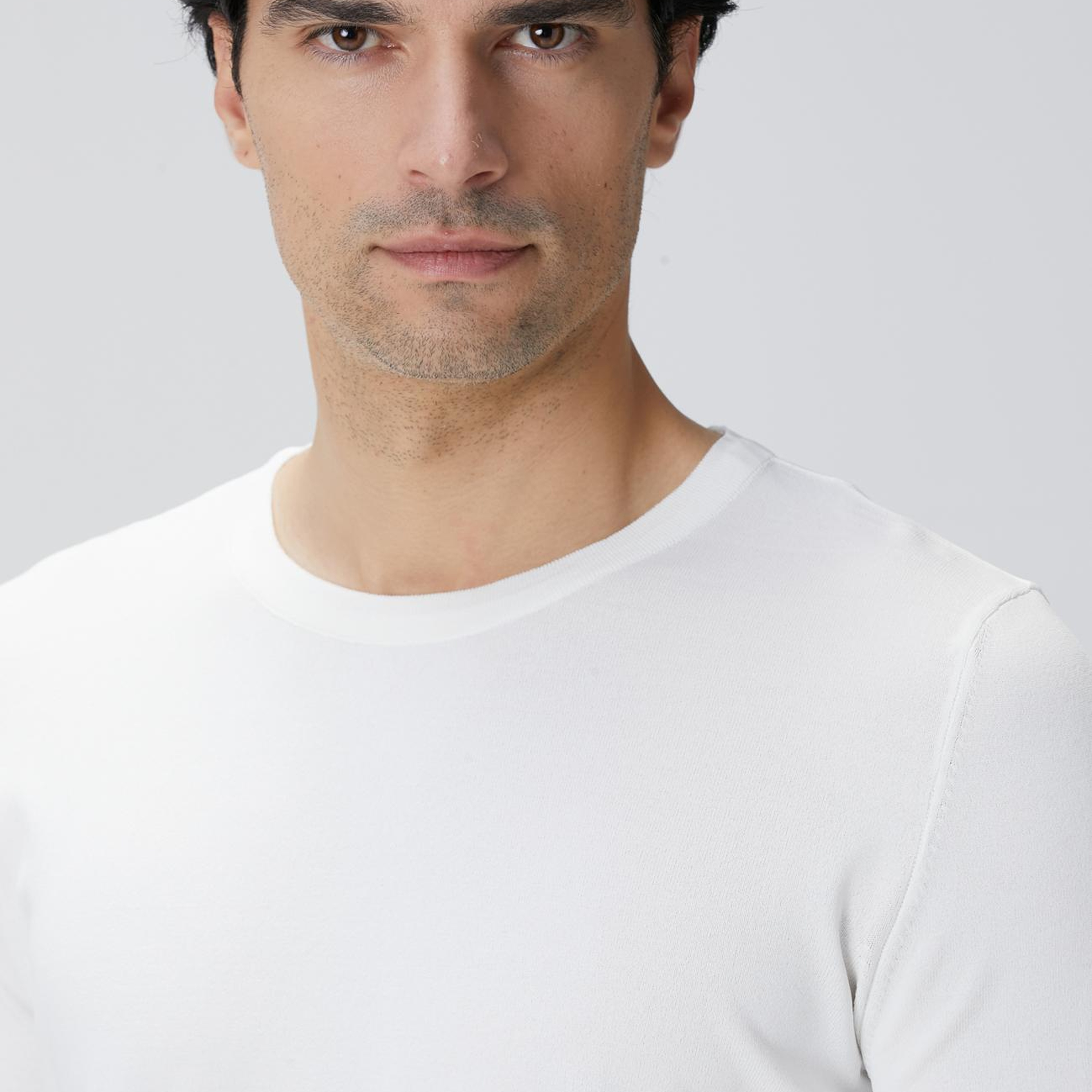 Network Erkek N-Tech Kırık Beyaz Basic Kazak