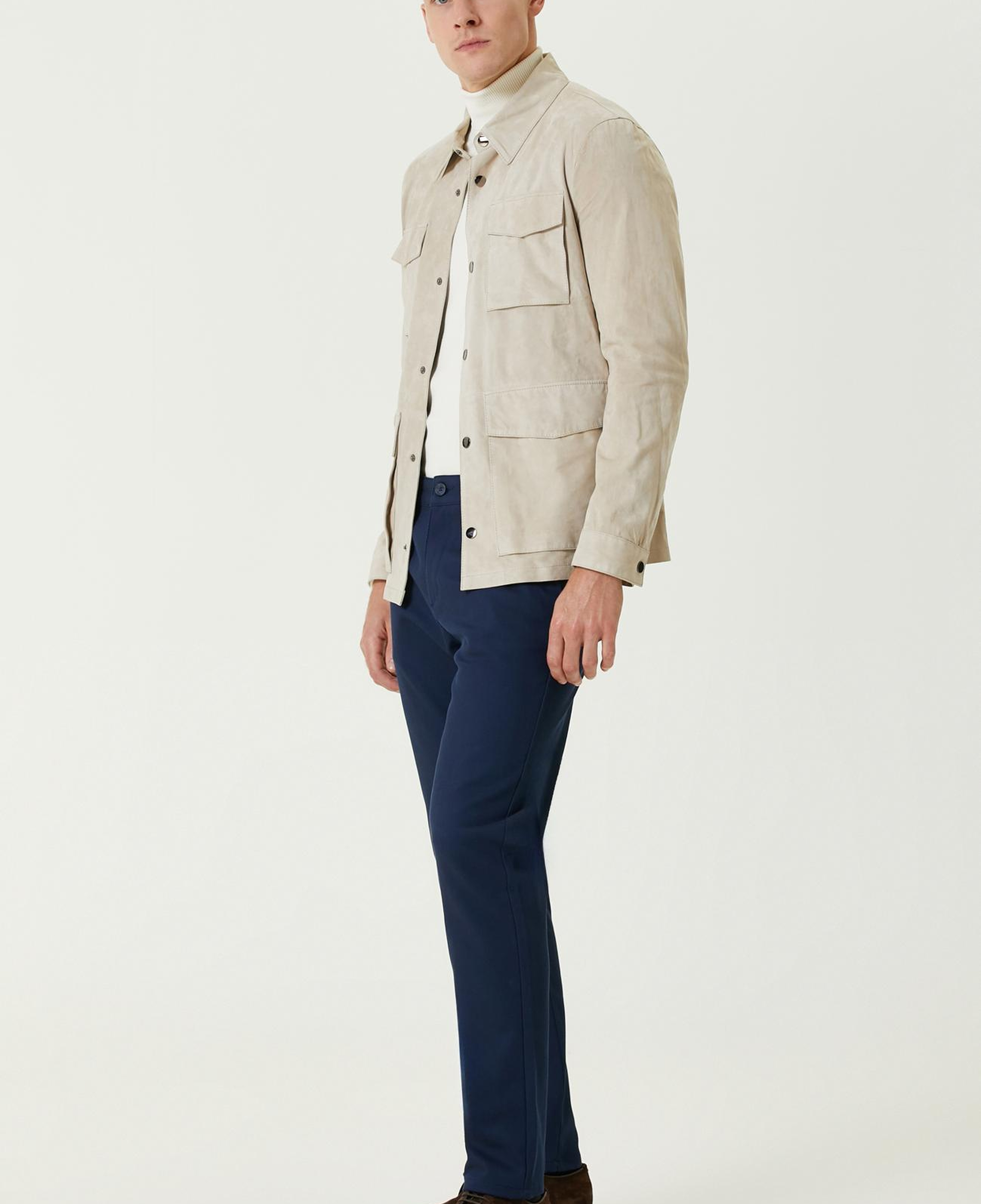 Network Erkek Kırık Beyaz Balıkçı Yaka Triko Kazak