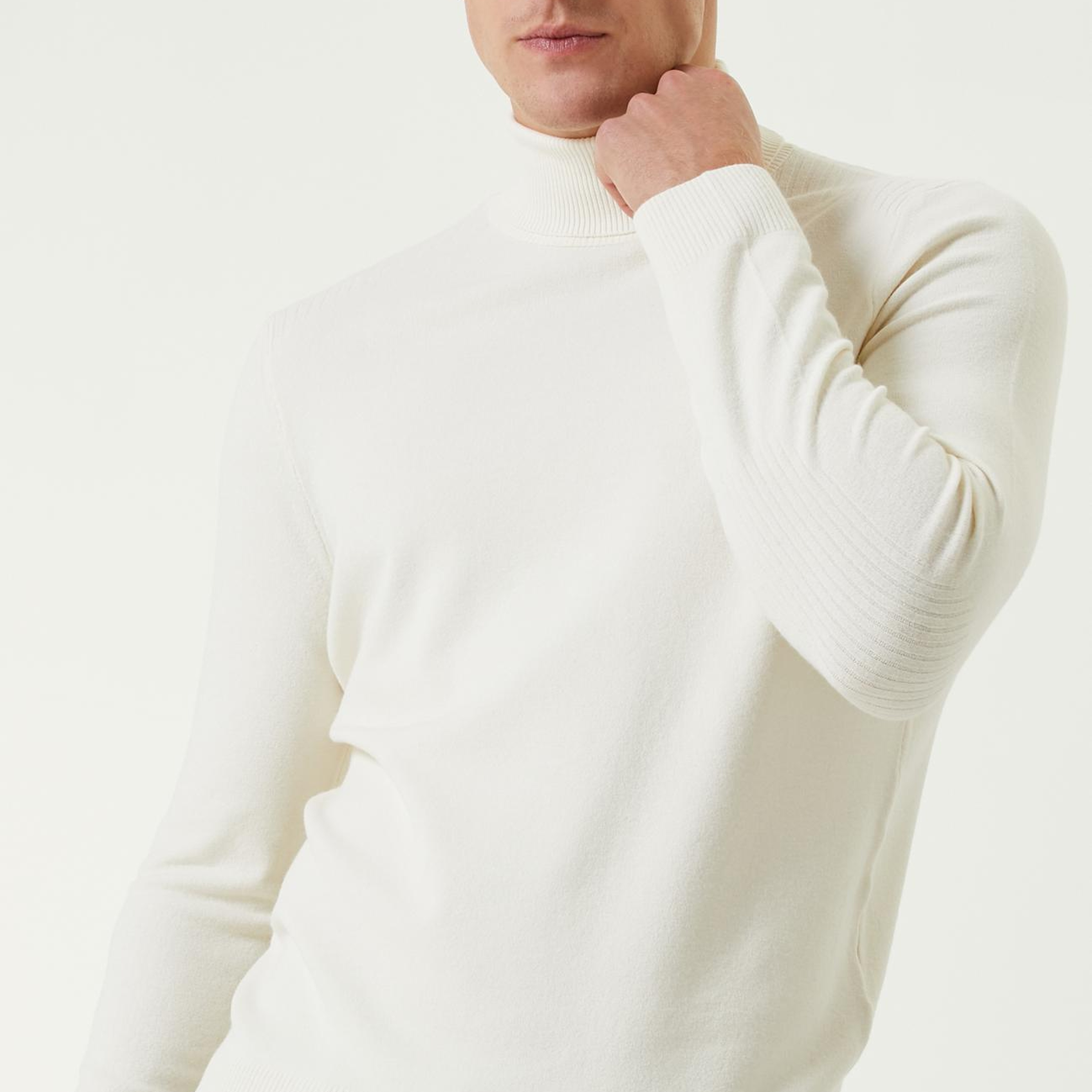 Network Erkek Kırık Beyaz Balıkçı Yaka Triko Kazak