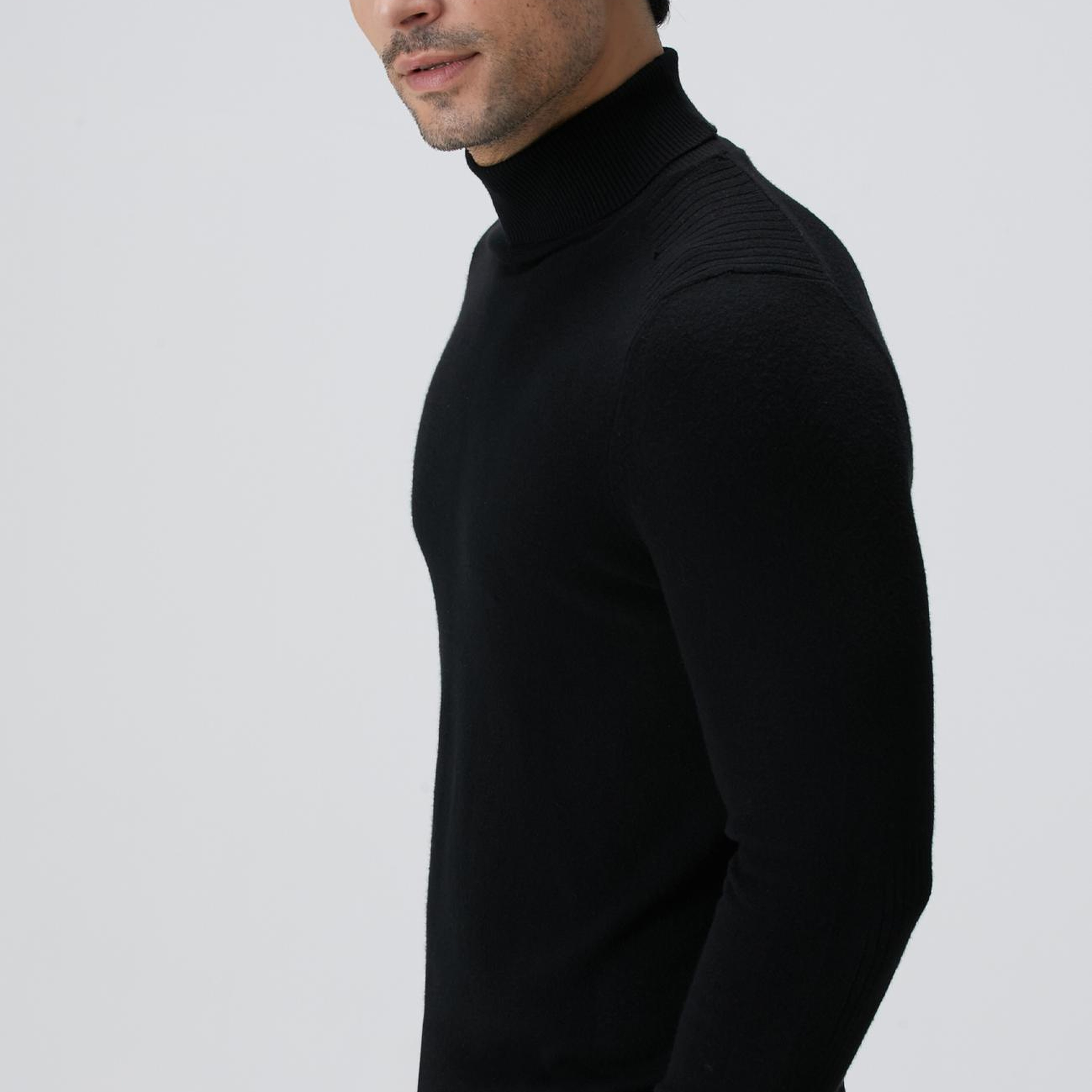 Network Erkek Siyah Balıkçı Yaka Triko Kazak