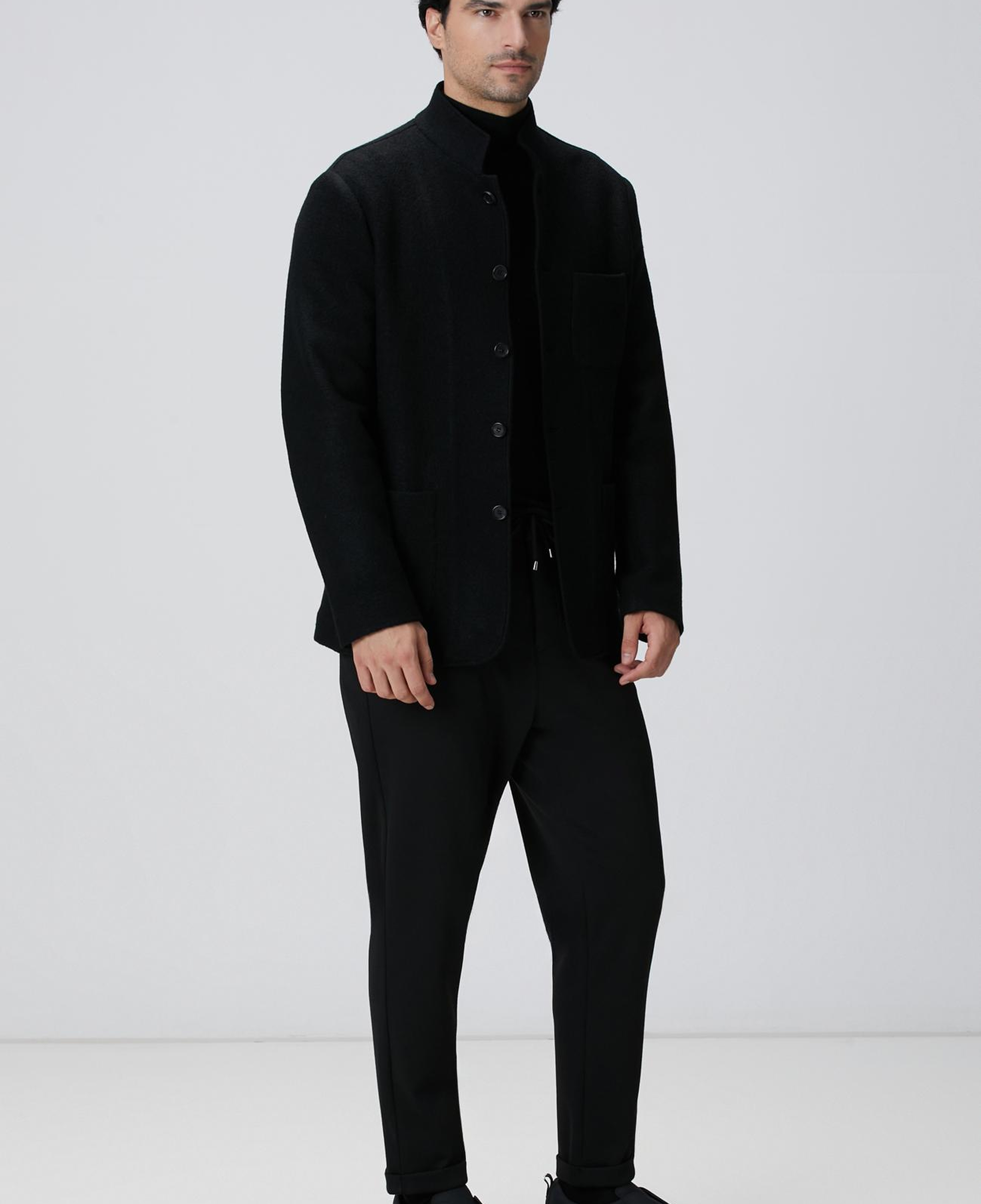 Network Erkek Siyah Balıkçı Yaka Triko Kazak