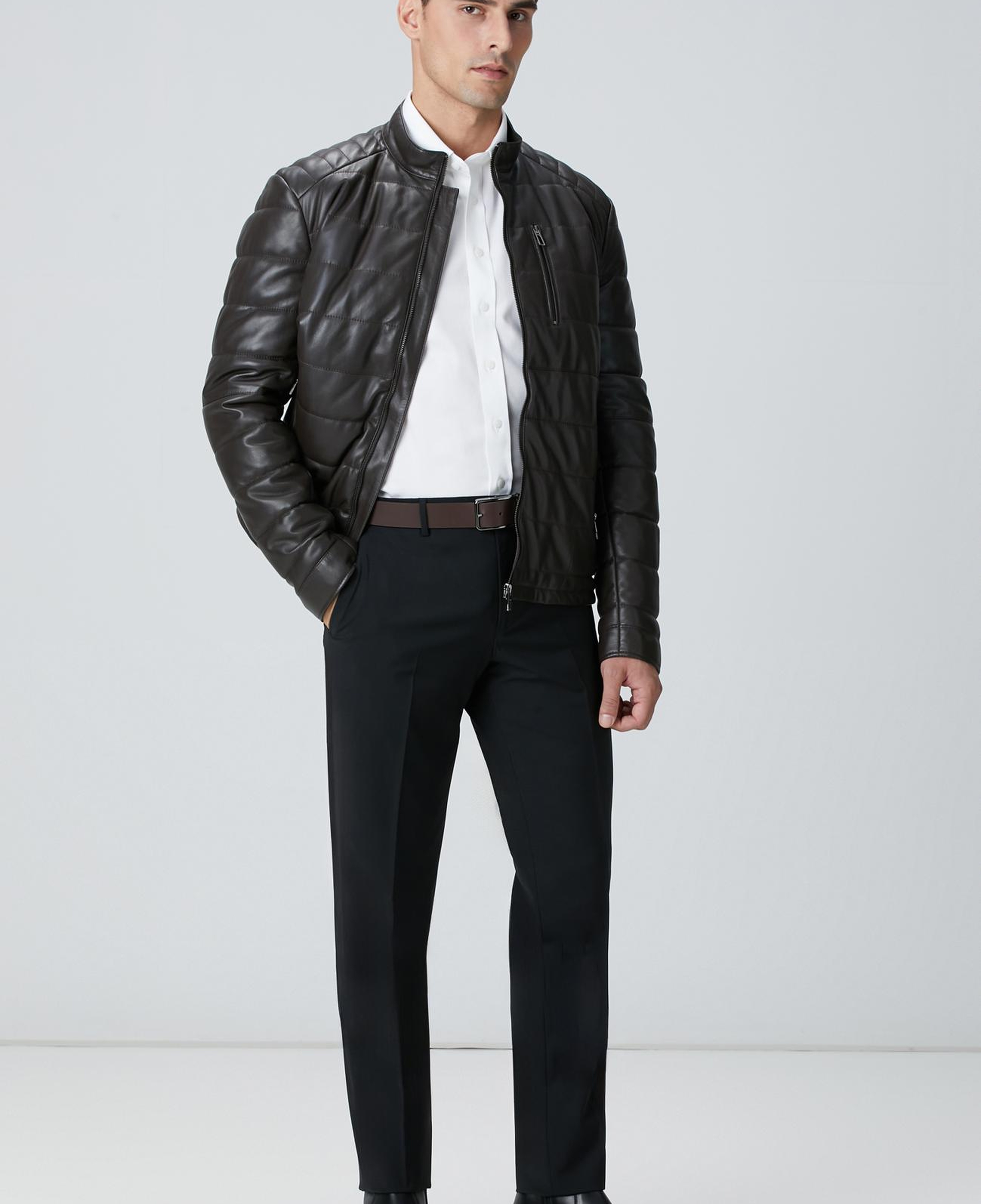 Network Erkek Non-Iron Beyaz Saten Gömlek