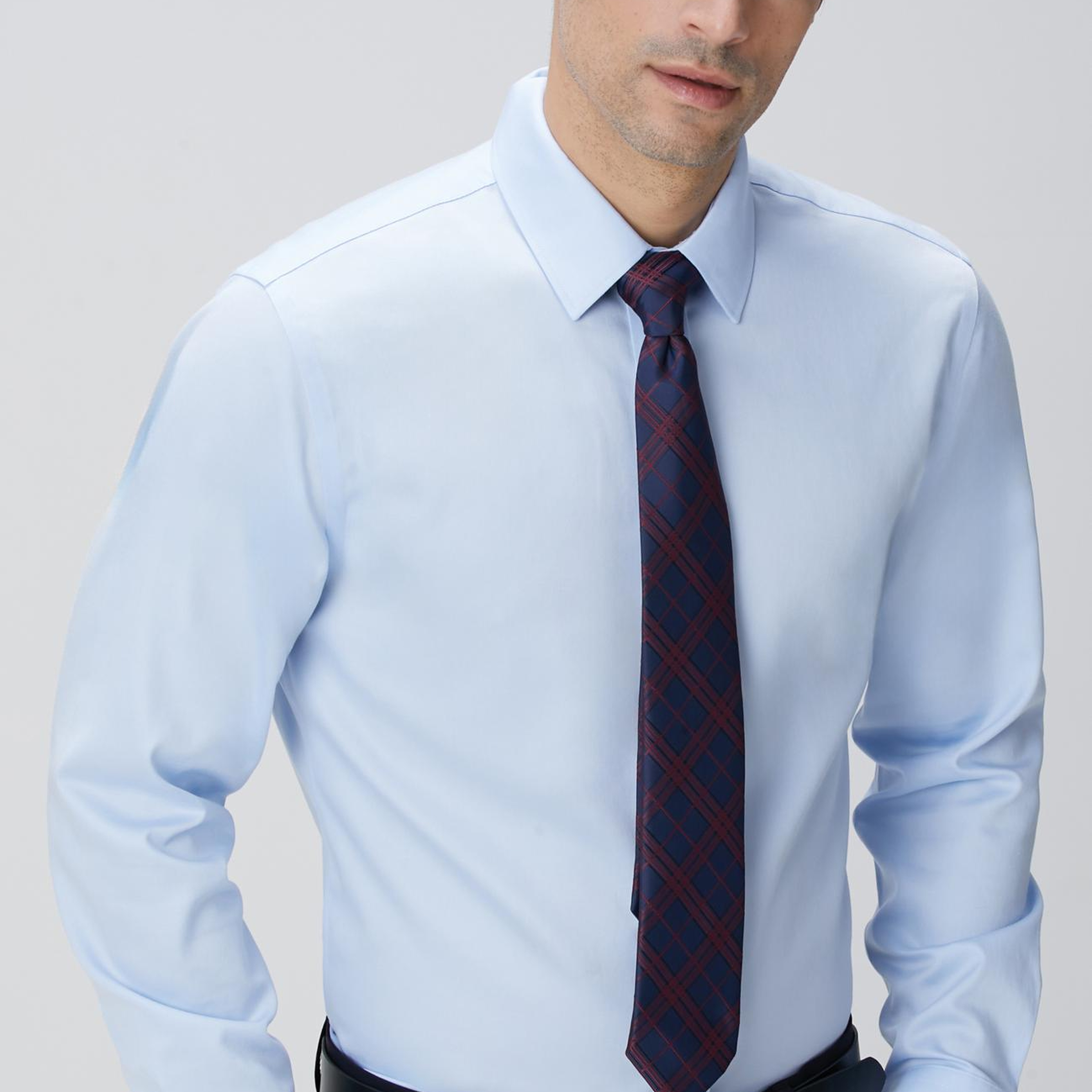 Network Erkek Non-Iron Mavi Saten Gömlek