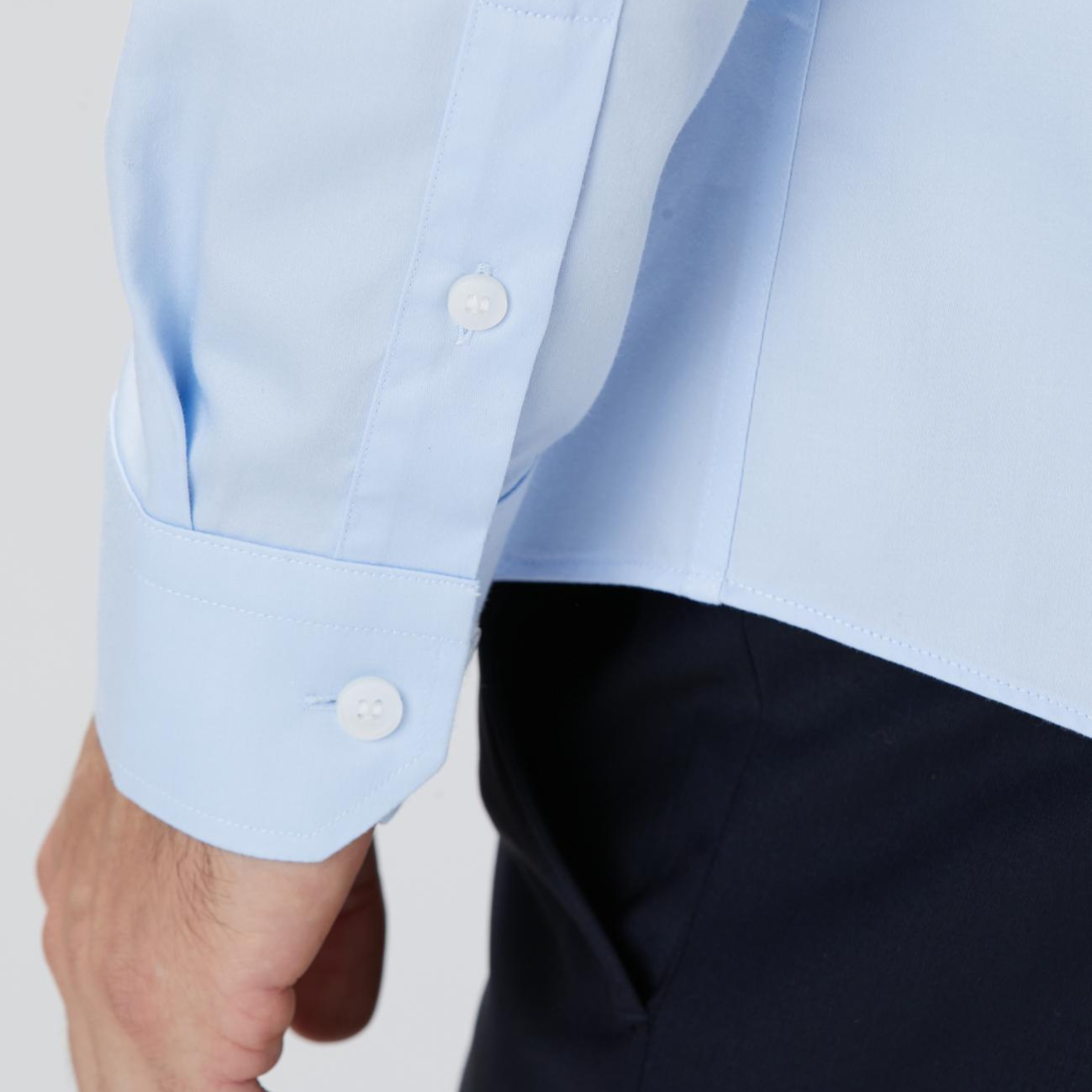 Network Erkek Non-Iron Mavi Saten Gömlek