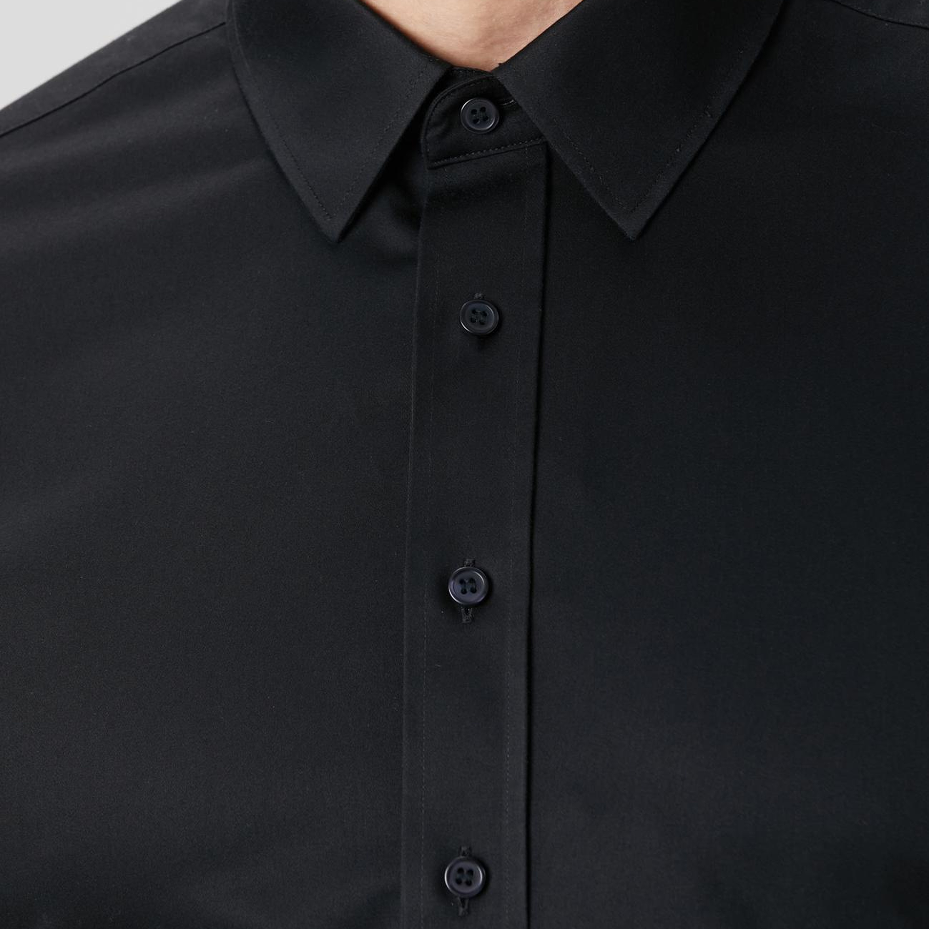 Network Erkek Non-Iron Siyah Saten Gömlek