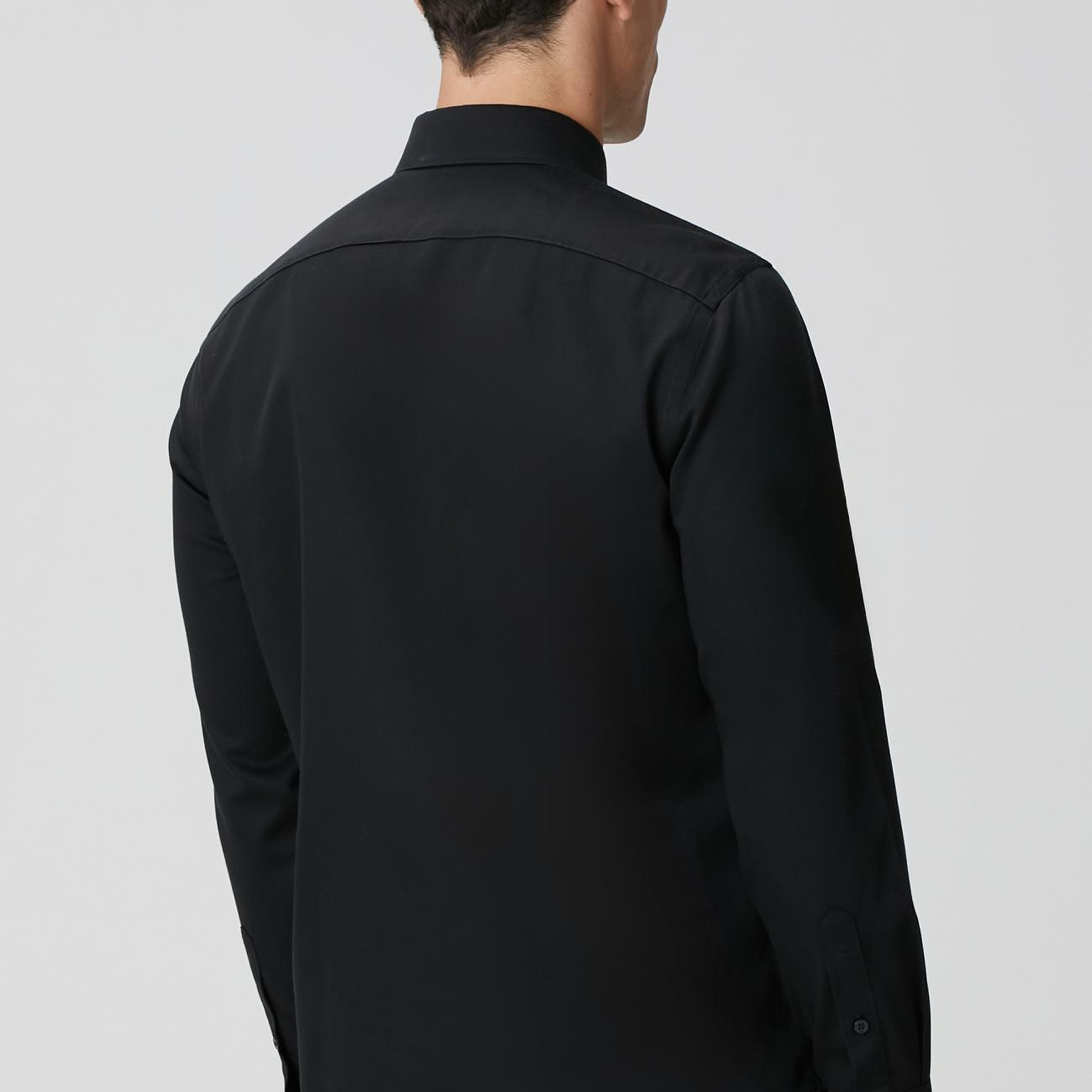 Network Erkek Non-Iron Siyah Saten Gömlek