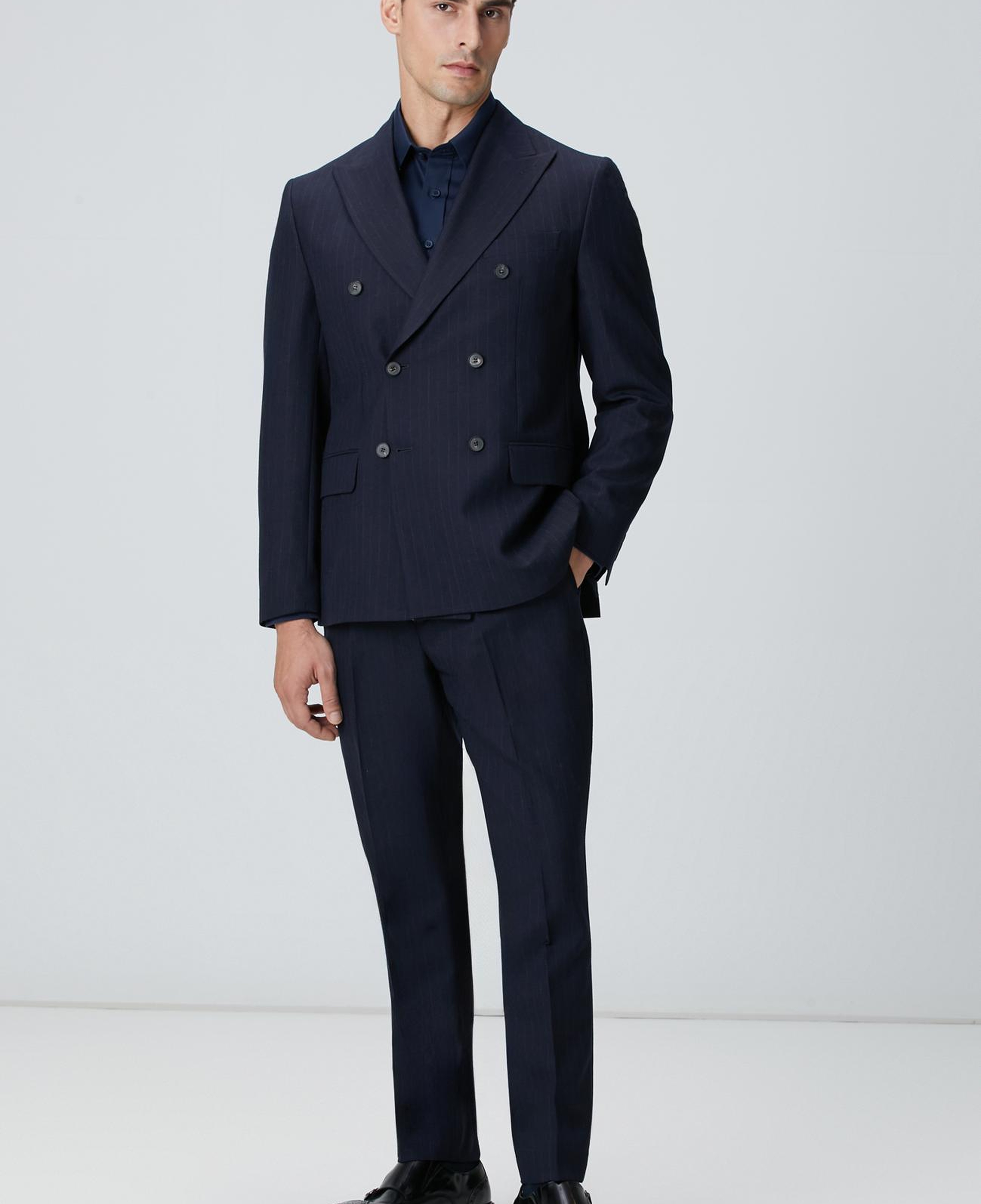 Network Erkek Non-Iron Lacivert Saten Gömlek