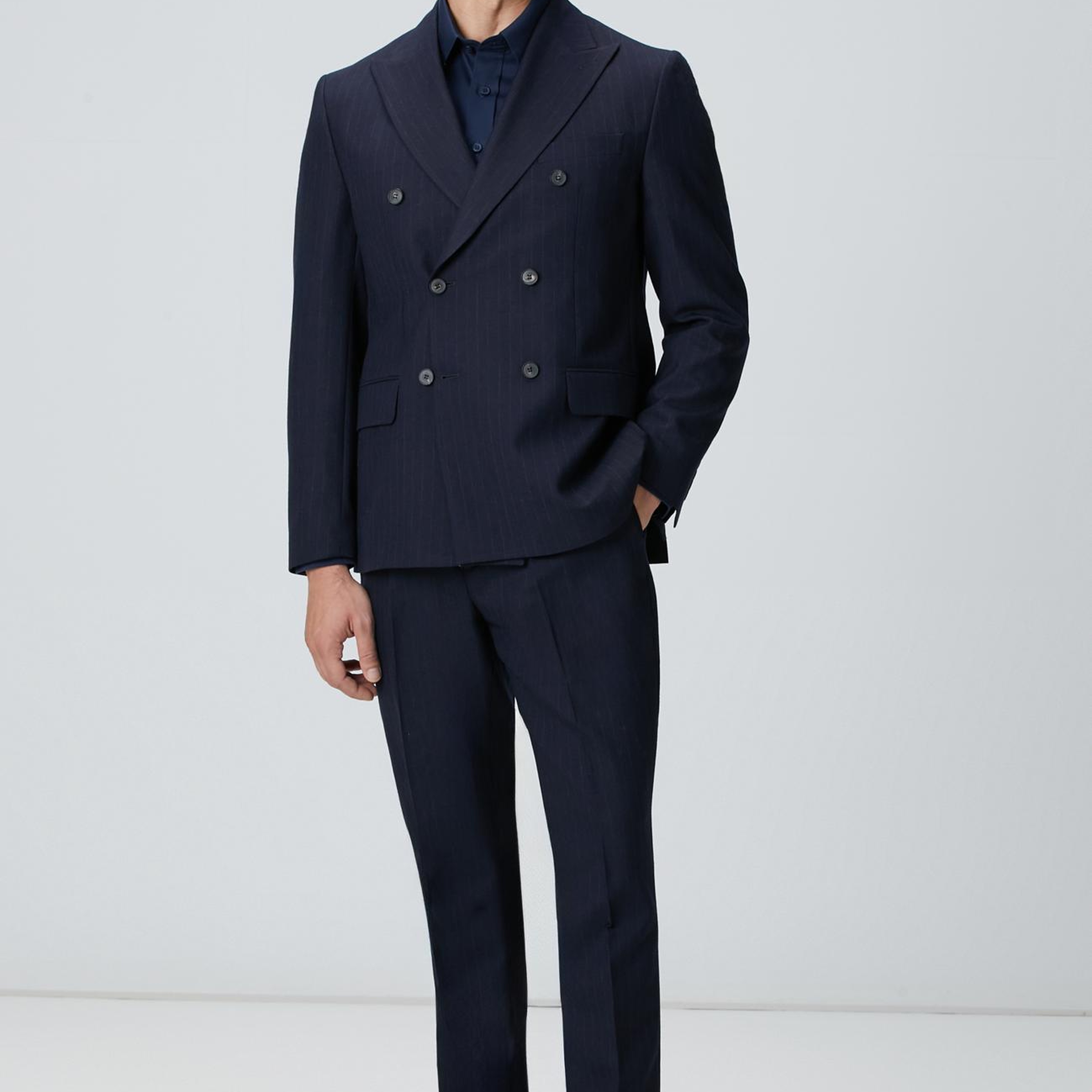 Network Erkek Non-Iron Lacivert Saten Gömlek