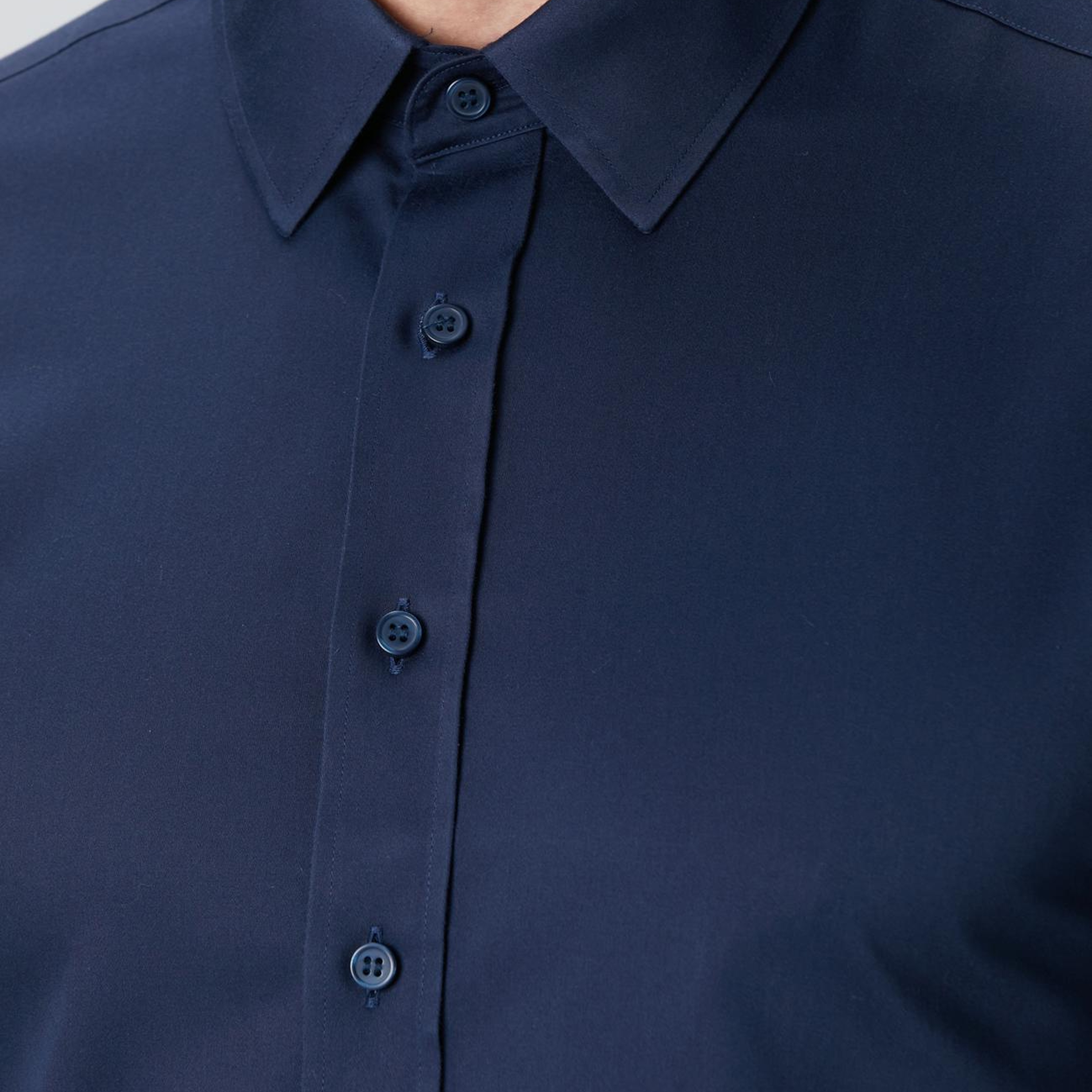 Network Erkek Non-Iron Lacivert Saten Gömlek