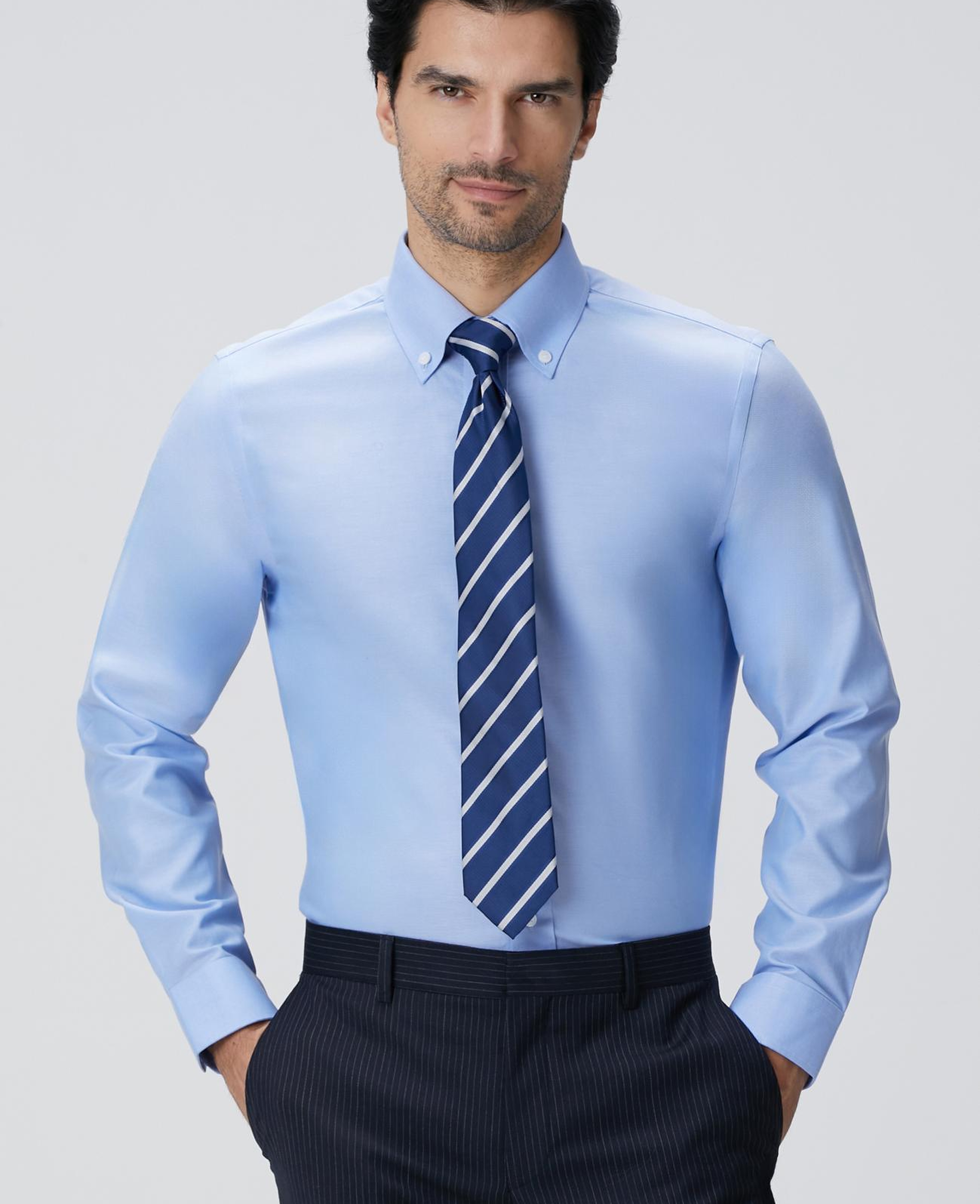 Network Erkek Mavi Non-Iron Oxford Gömlek