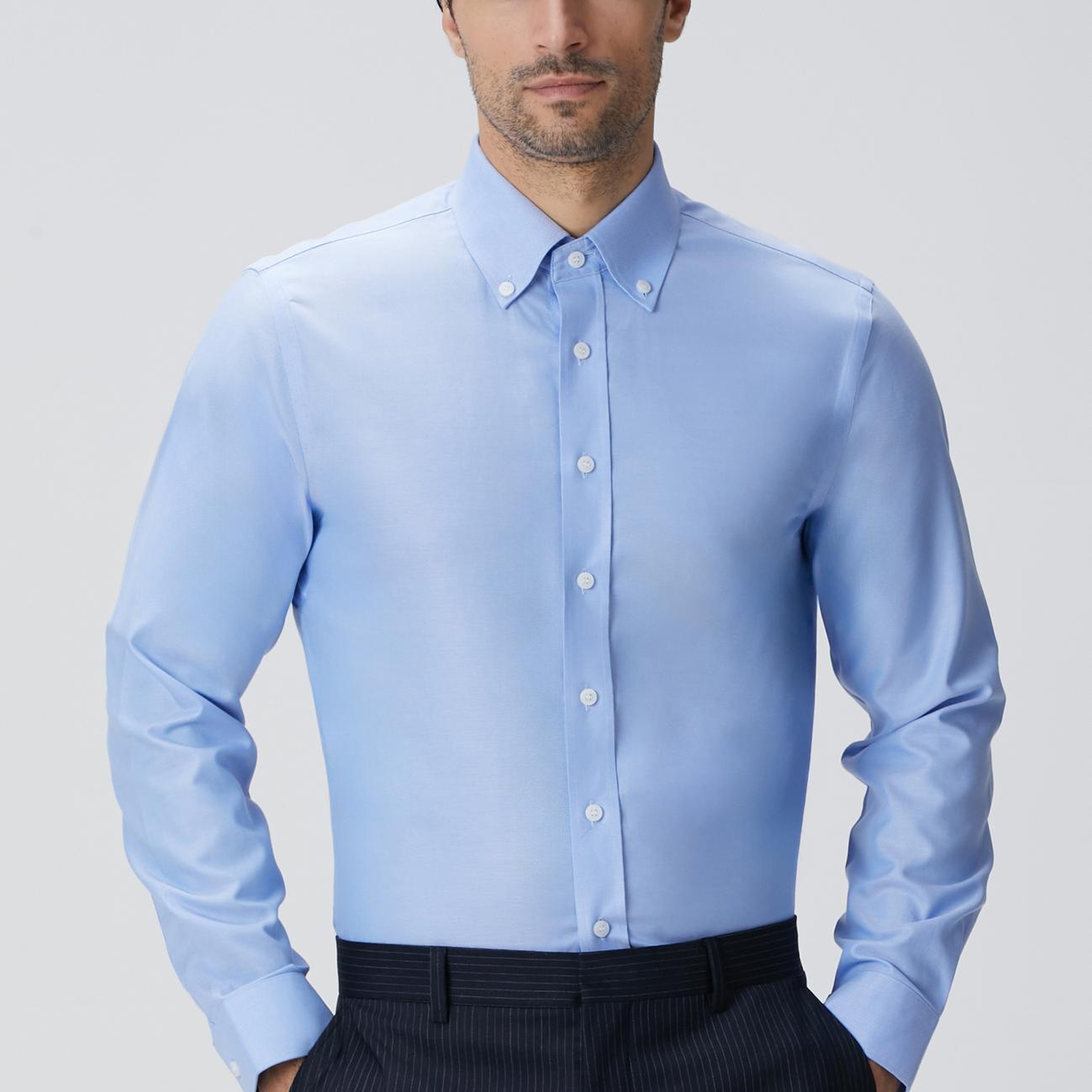 Network Erkek Mavi Non-Iron Oxford Gömlek