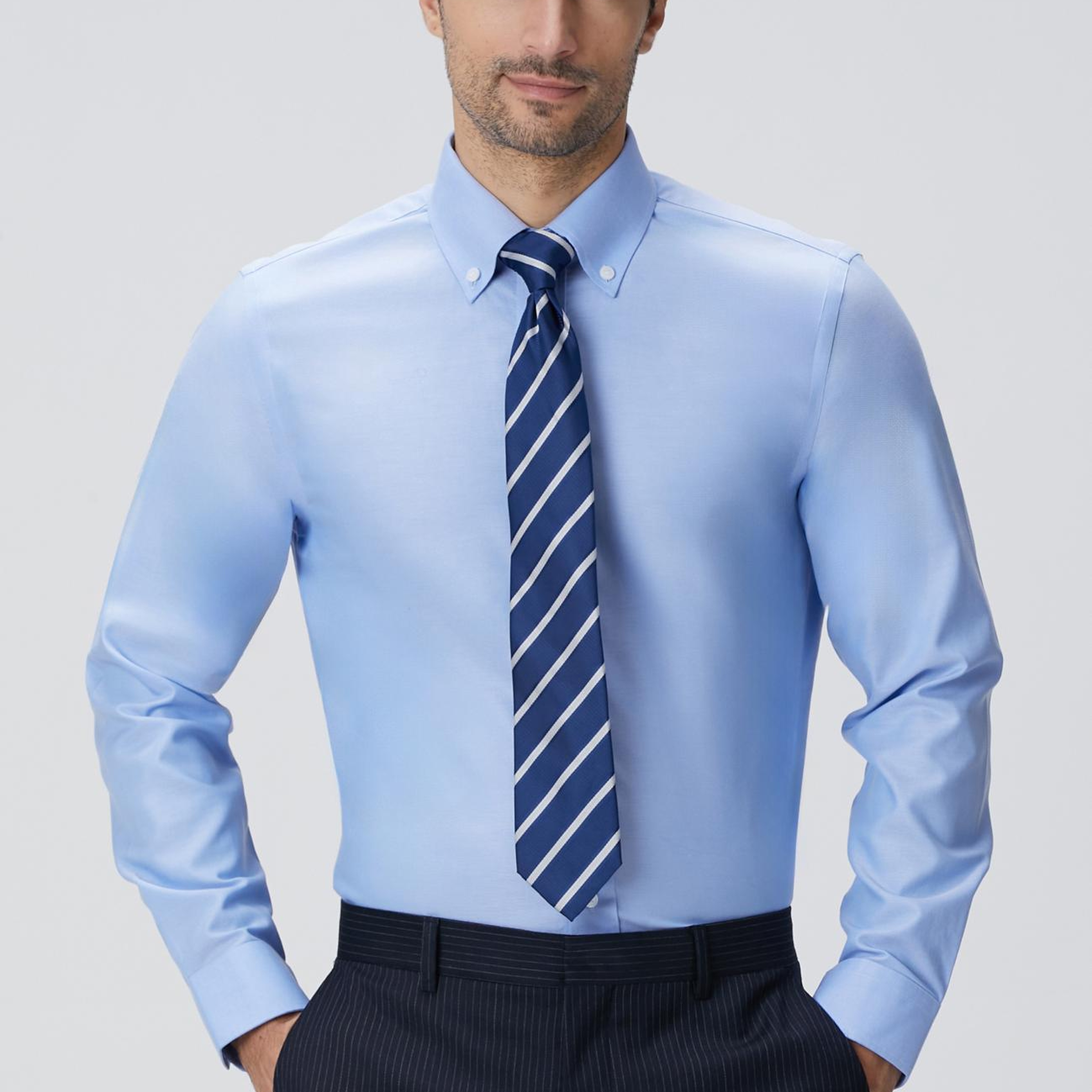 Network Erkek Mavi Non-Iron Oxford Gömlek