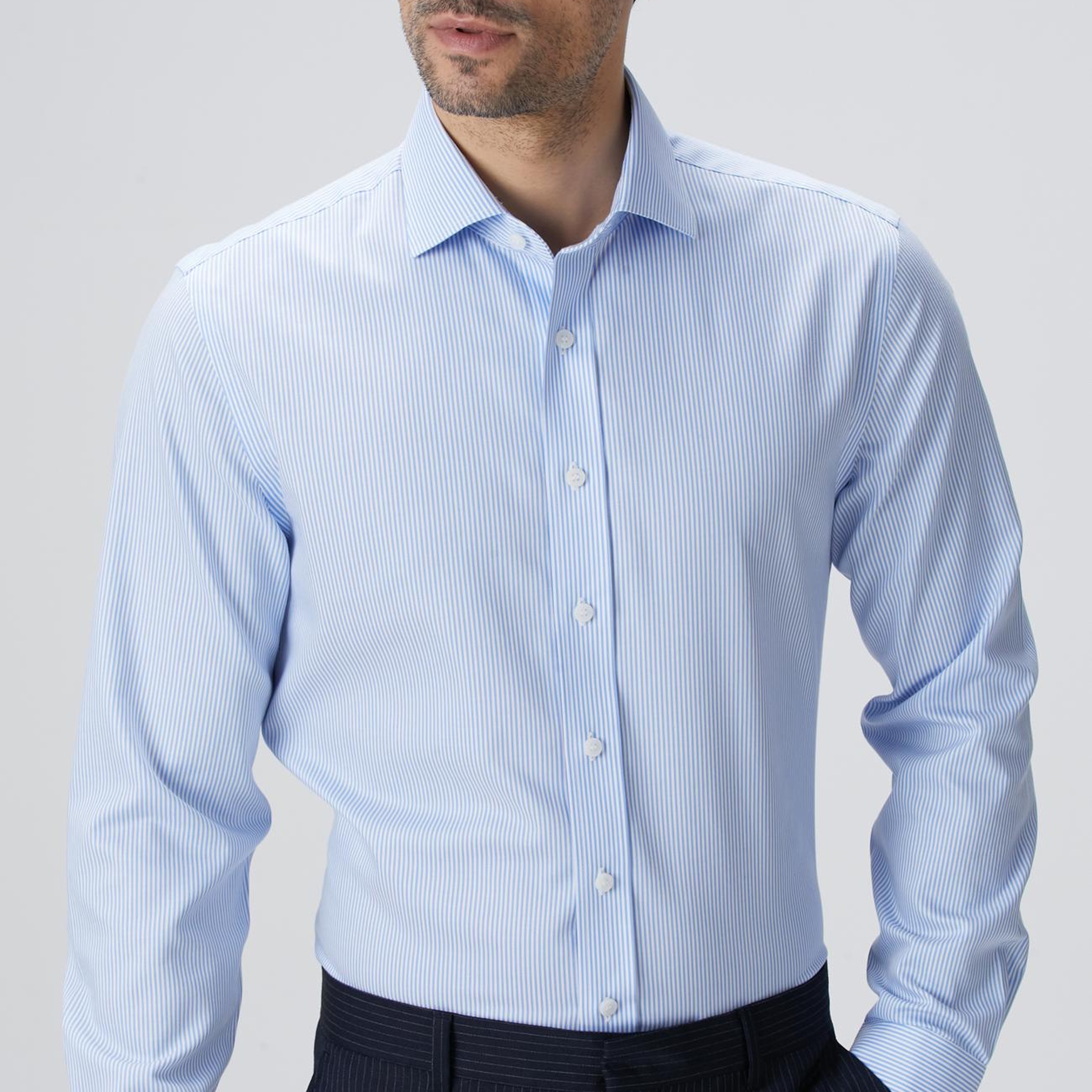 Network Erkek Açık Mavi Non-Iron Gömlek