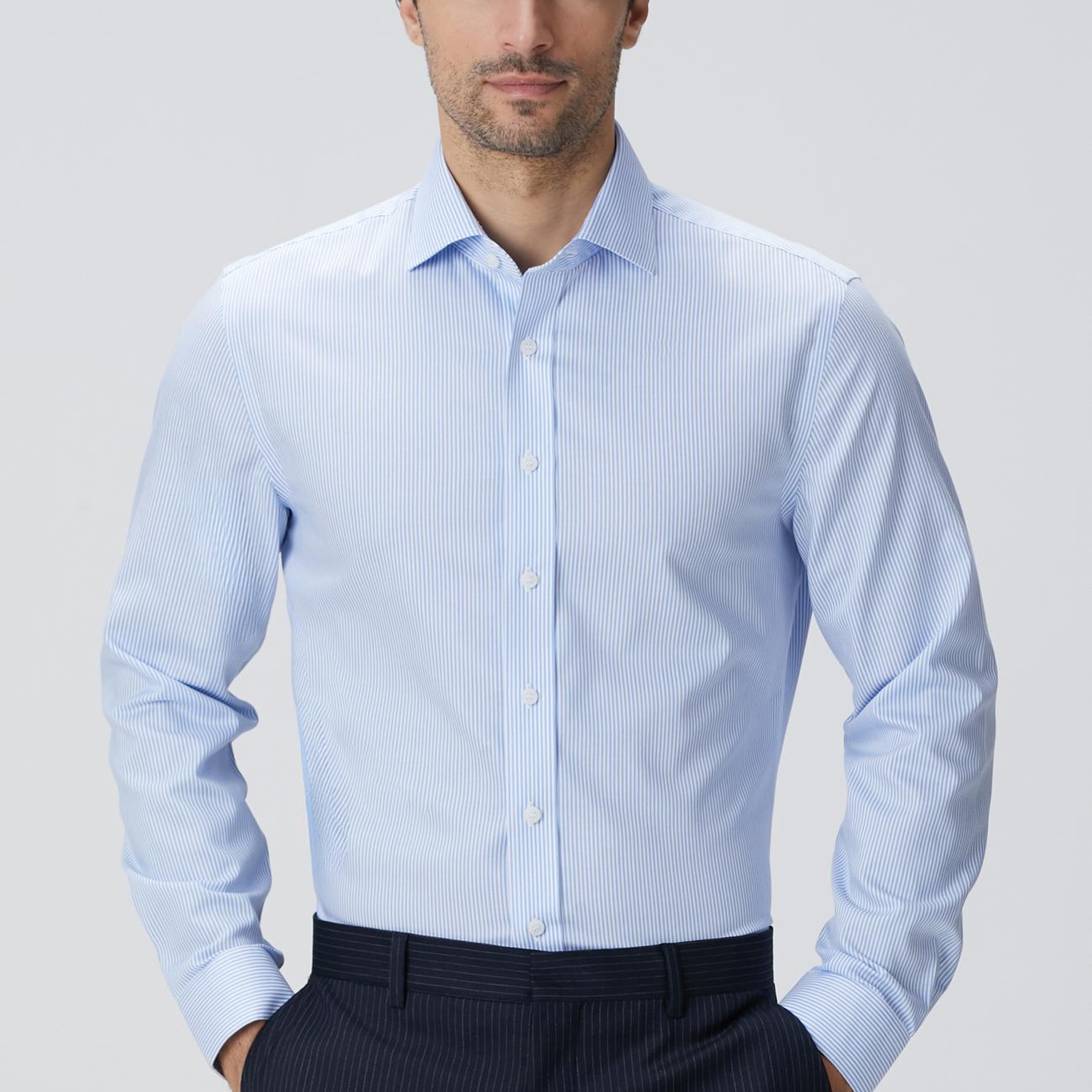 Network Erkek Açık Mavi Non-Iron Gömlek