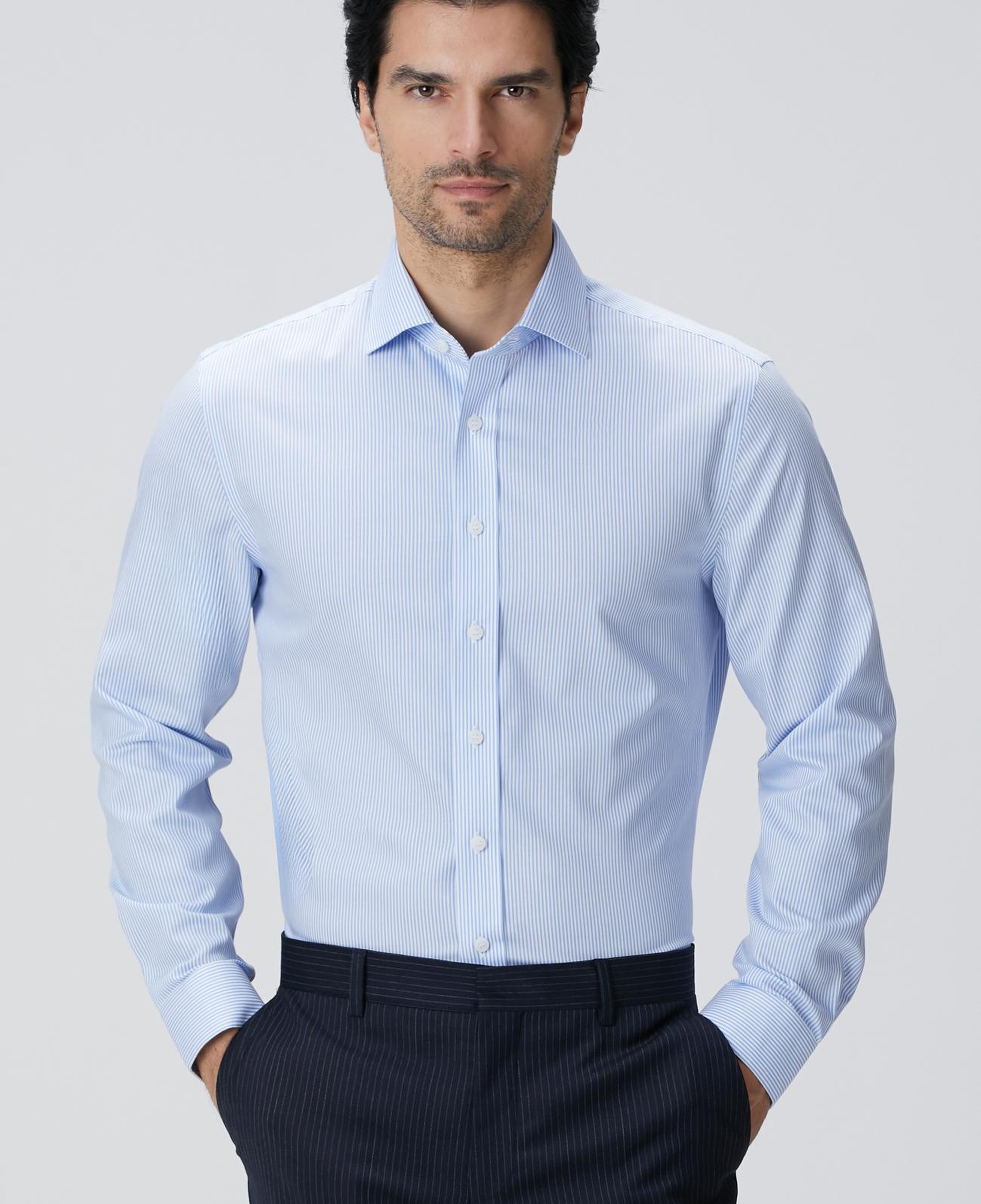 Network Erkek Açık Mavi Non-Iron Gömlek