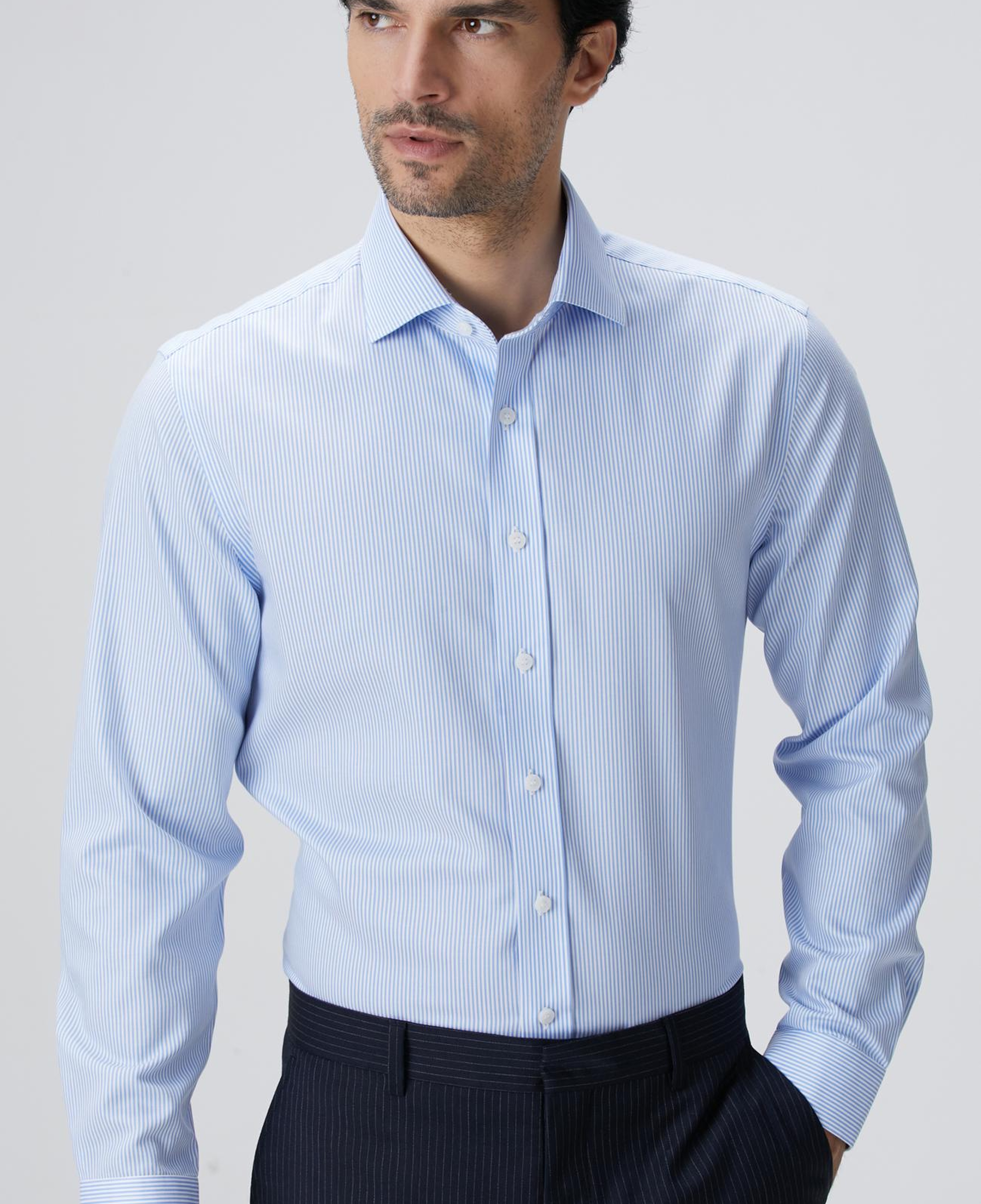 Network Erkek Açık Mavi Non-Iron Gömlek