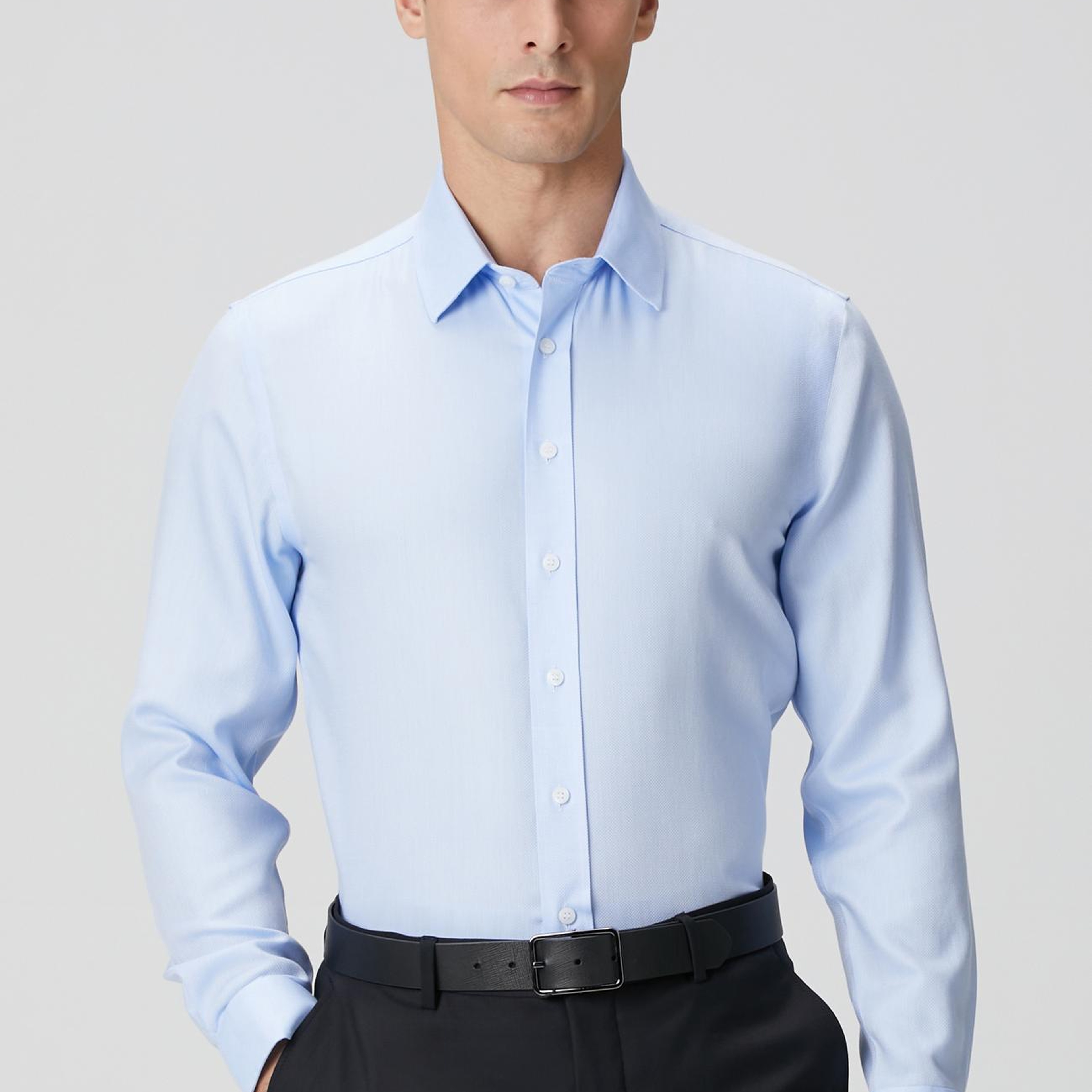 Network Erkek Non-Iron Mavi Balıksırtı Desenli Gömlek