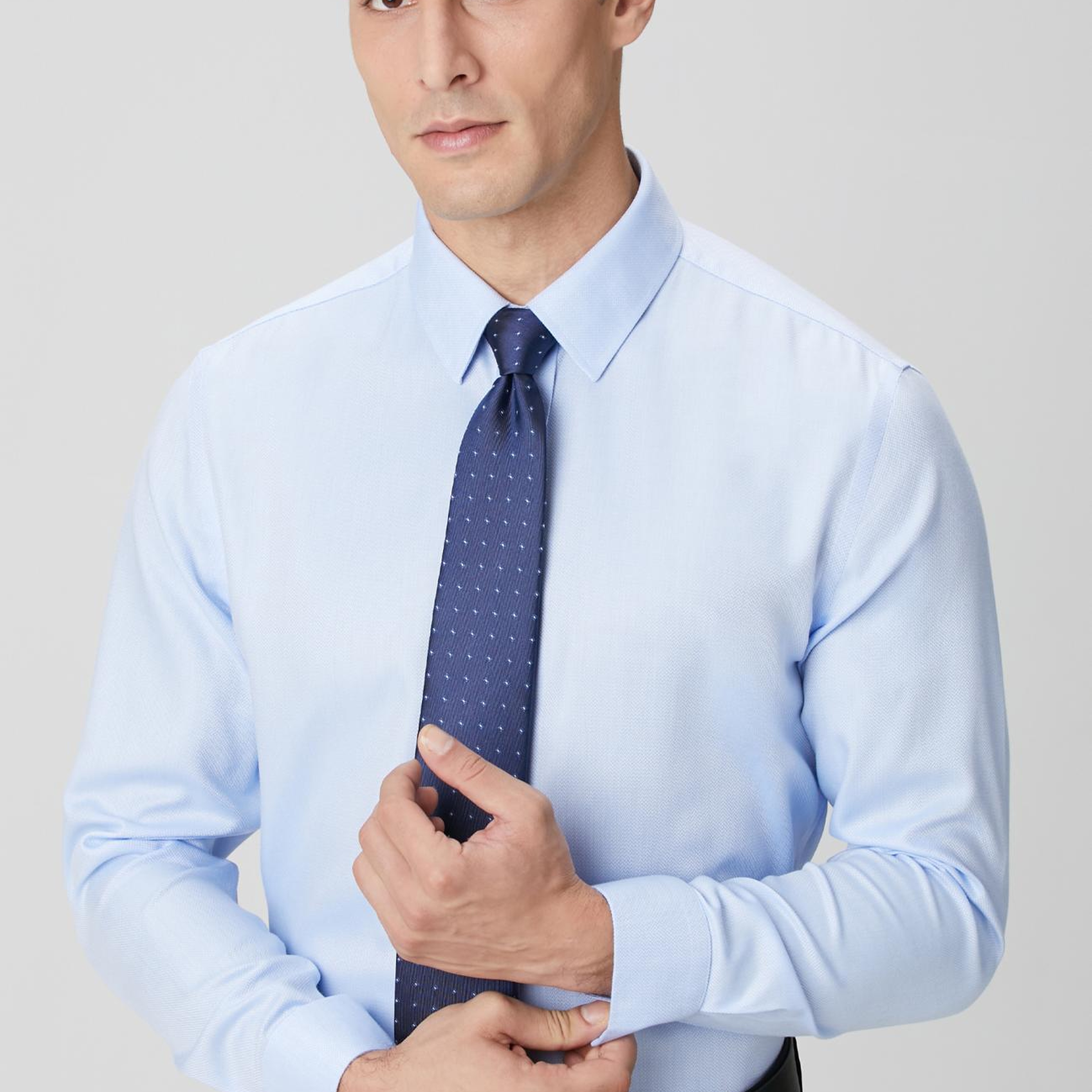 Network Erkek Non-Iron Mavi Balıksırtı Desenli Gömlek