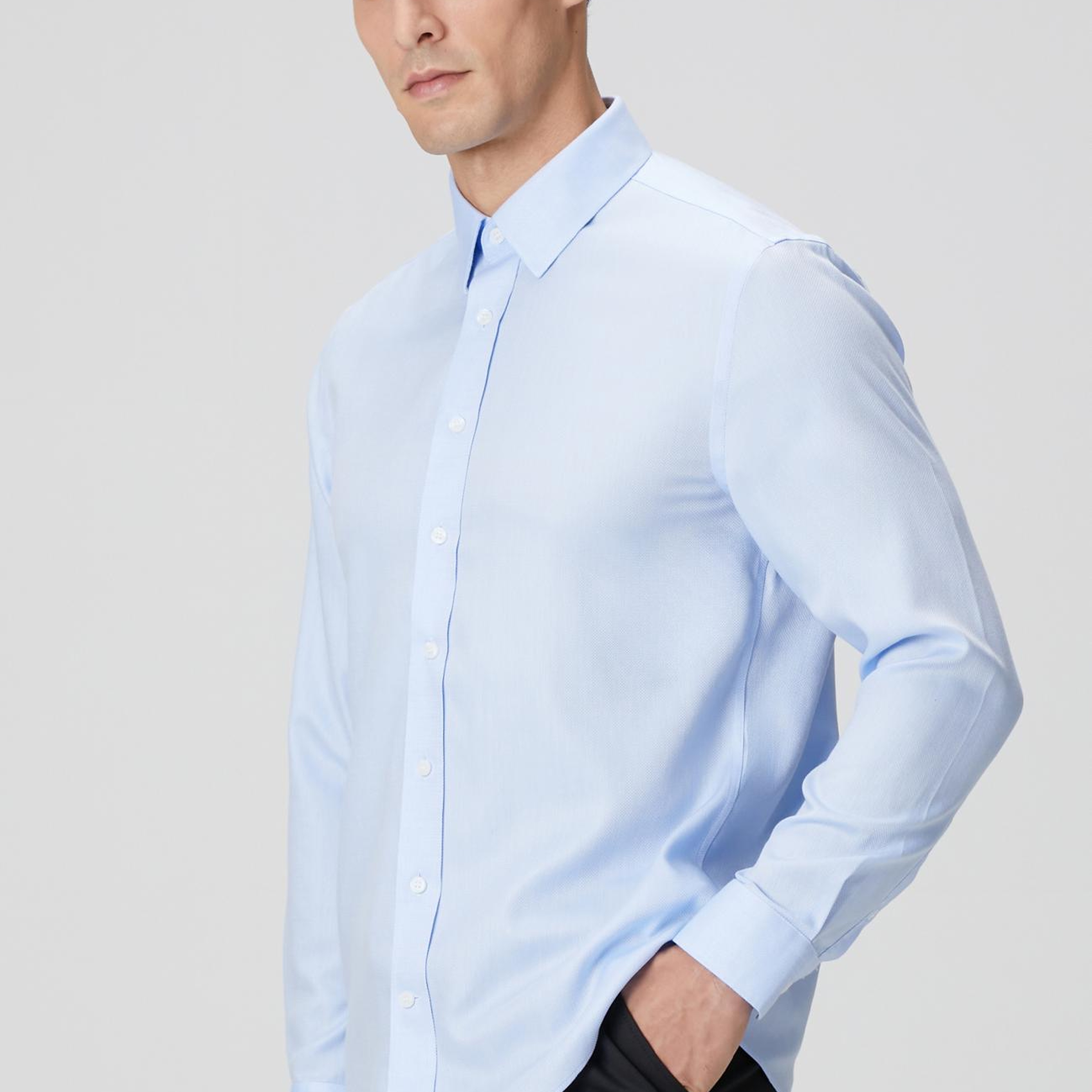 Network Erkek Non-Iron Mavi Balıksırtı Desenli Gömlek