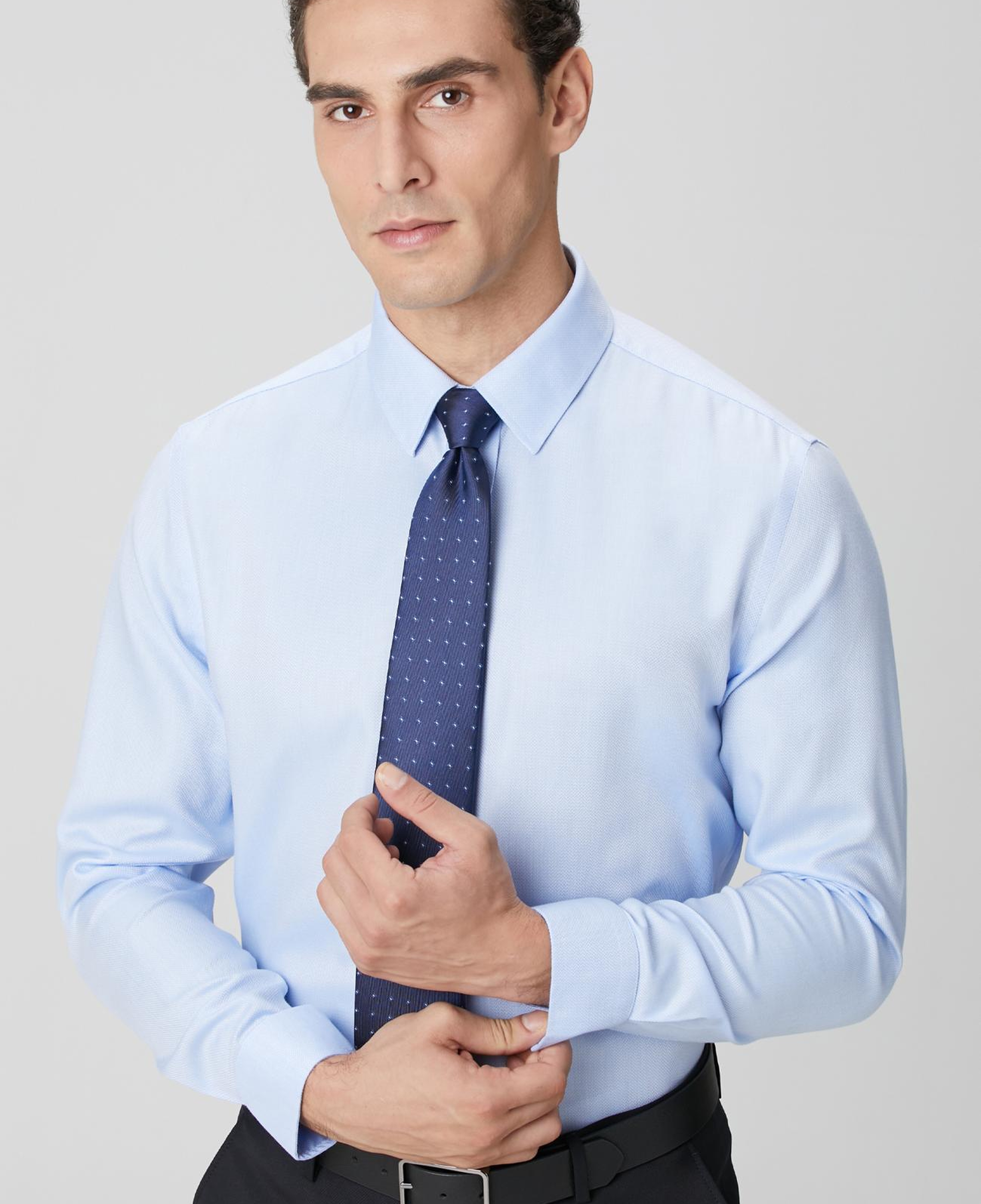 Network Erkek Non-Iron Mavi Balıksırtı Desenli Gömlek