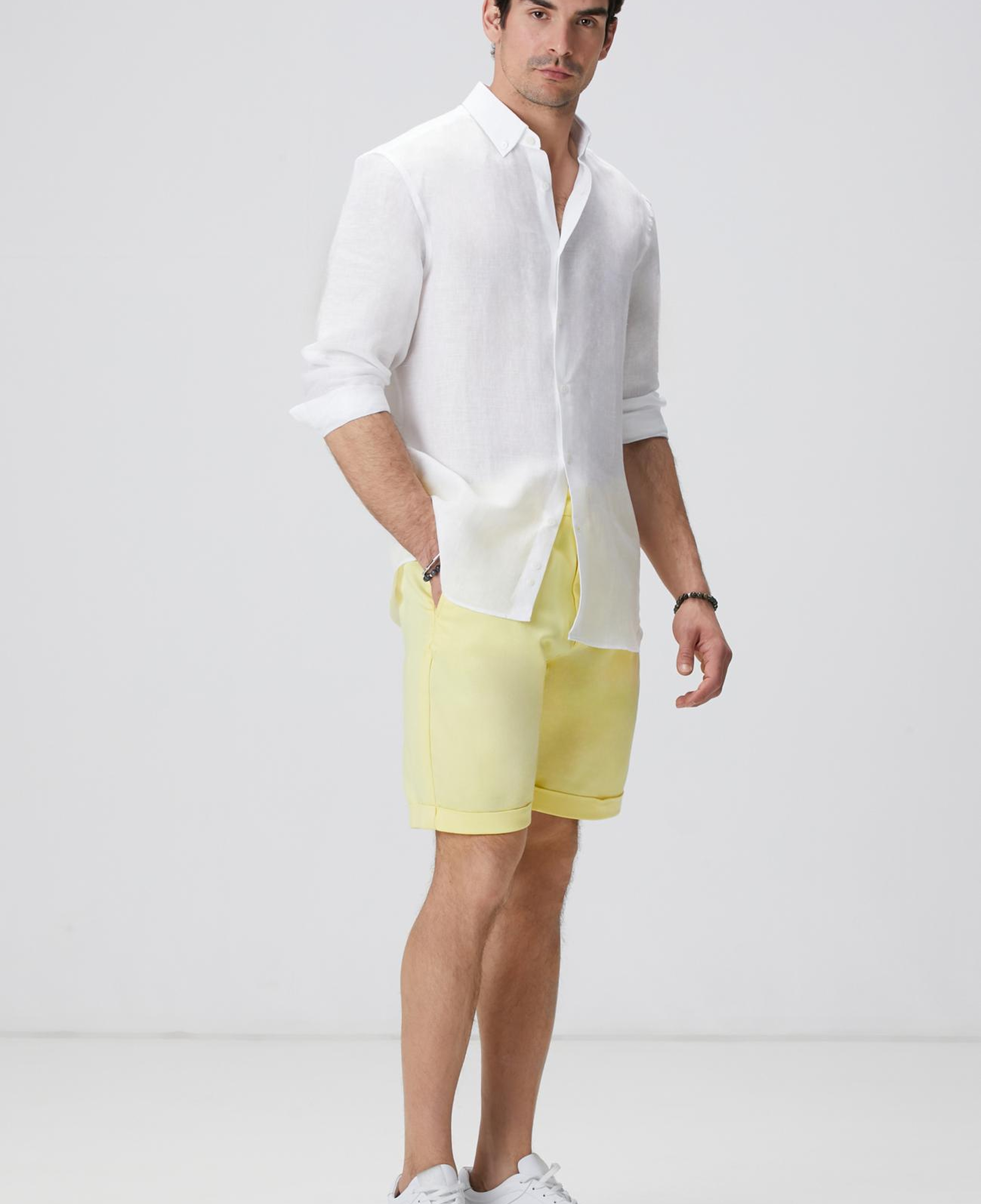 Network Erkek Beyaz Keten Gömlek