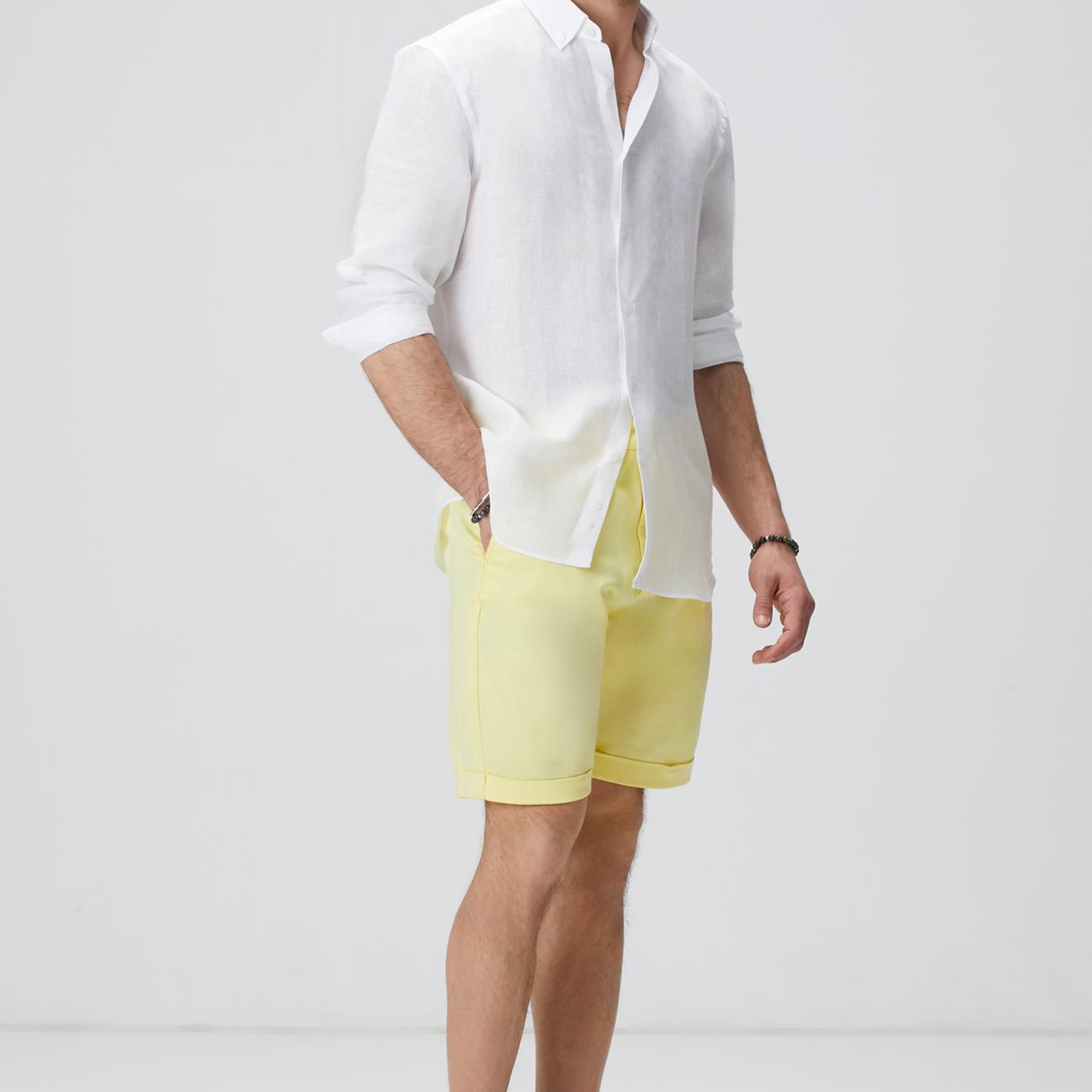 Network Erkek Beyaz Keten Gömlek