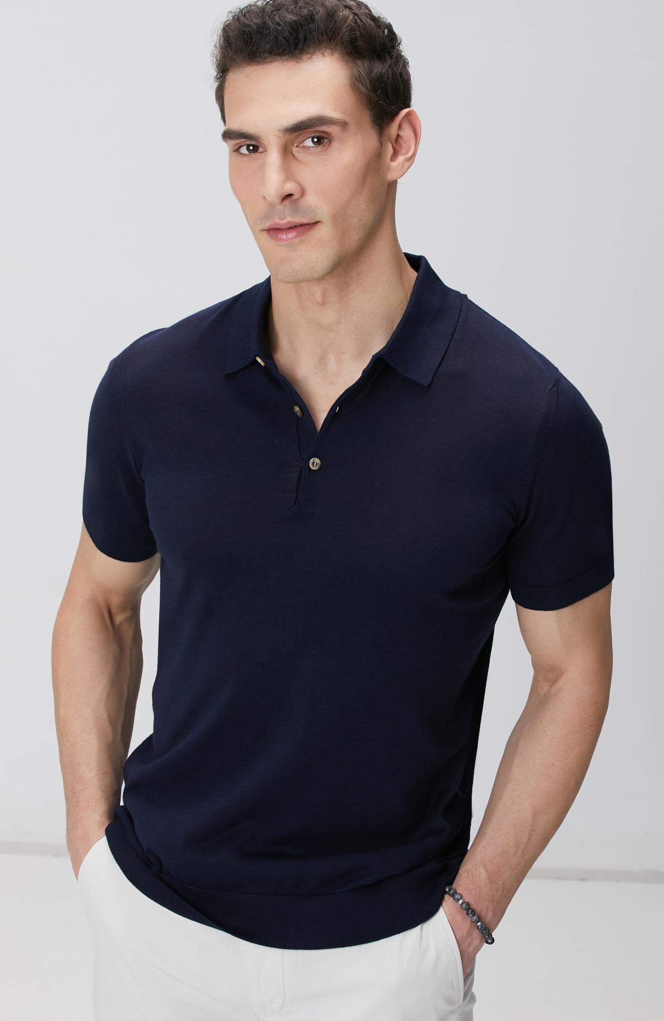 Network Erkek Lacivert Polo Yaka Triko Kazak