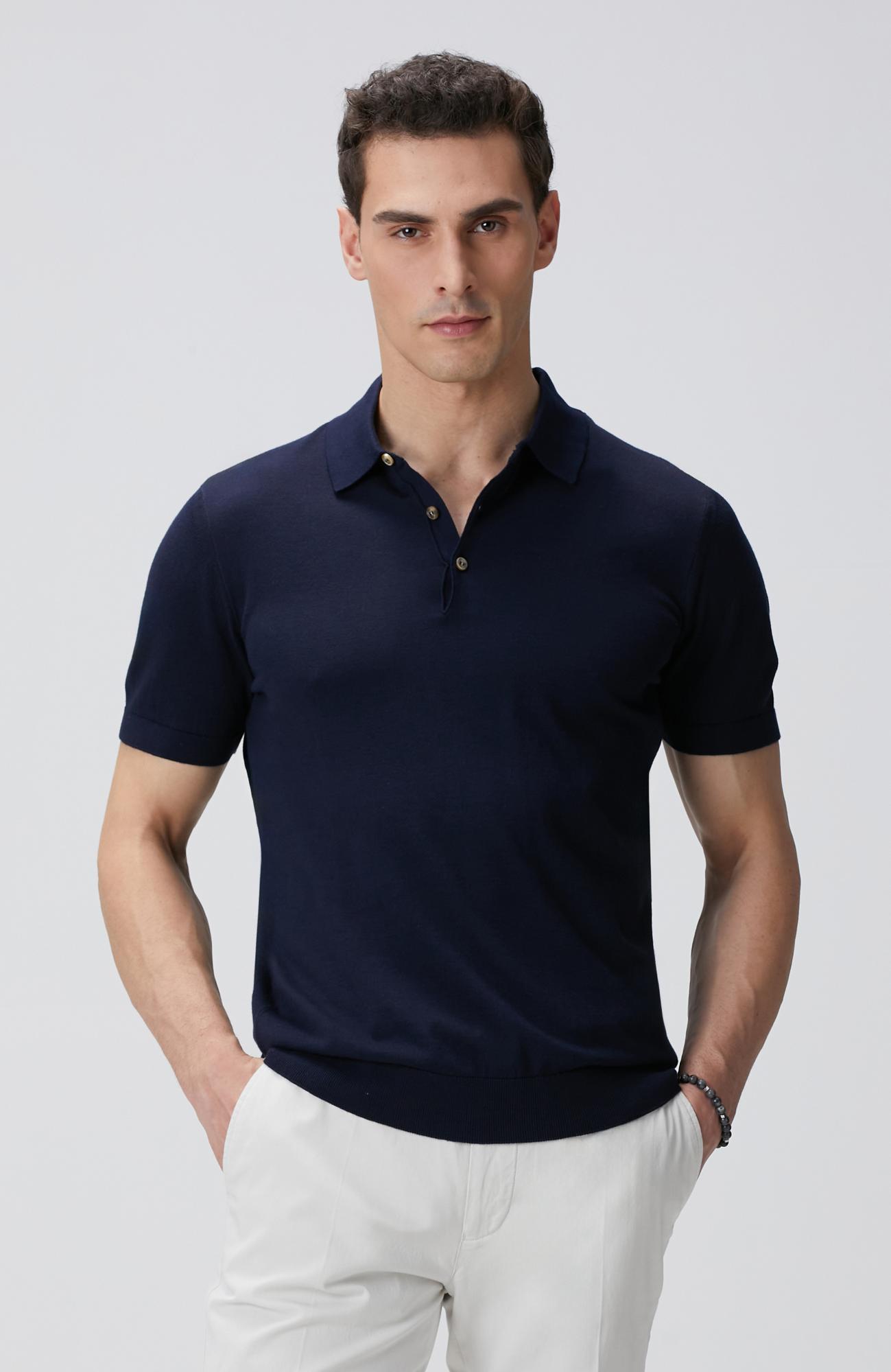 Network Erkek Lacivert Polo Yaka Triko Kazak